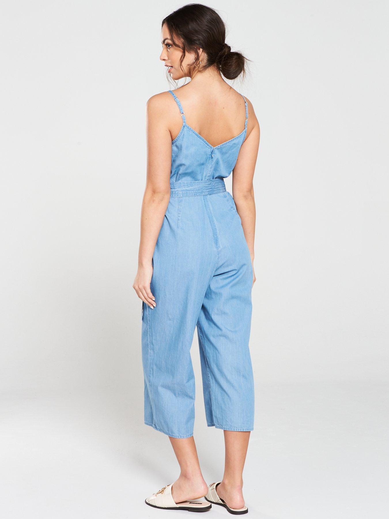 miss selfridge denim jumpsuit