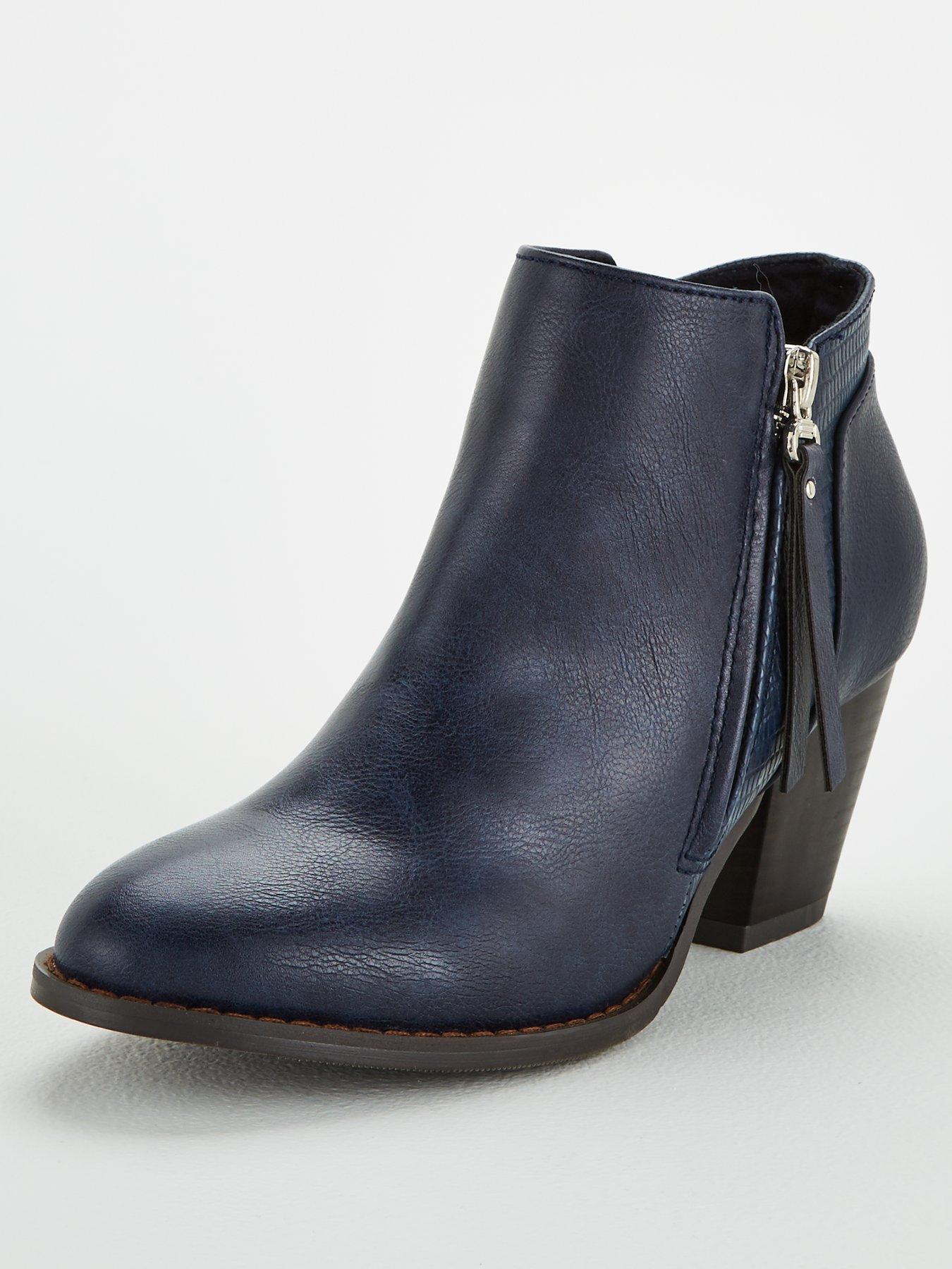 navy leather ankle boots uk