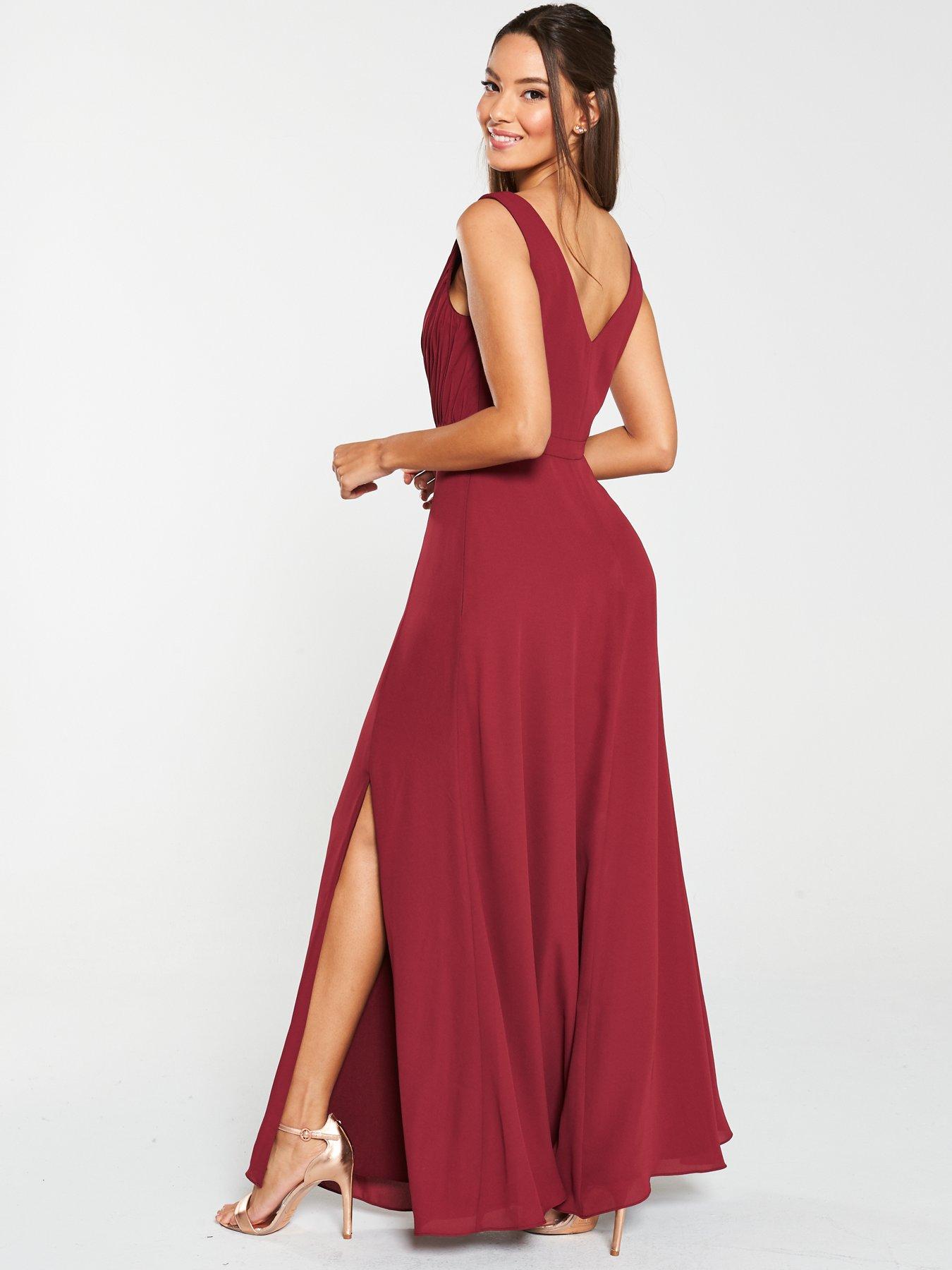 burgundy long dress uk