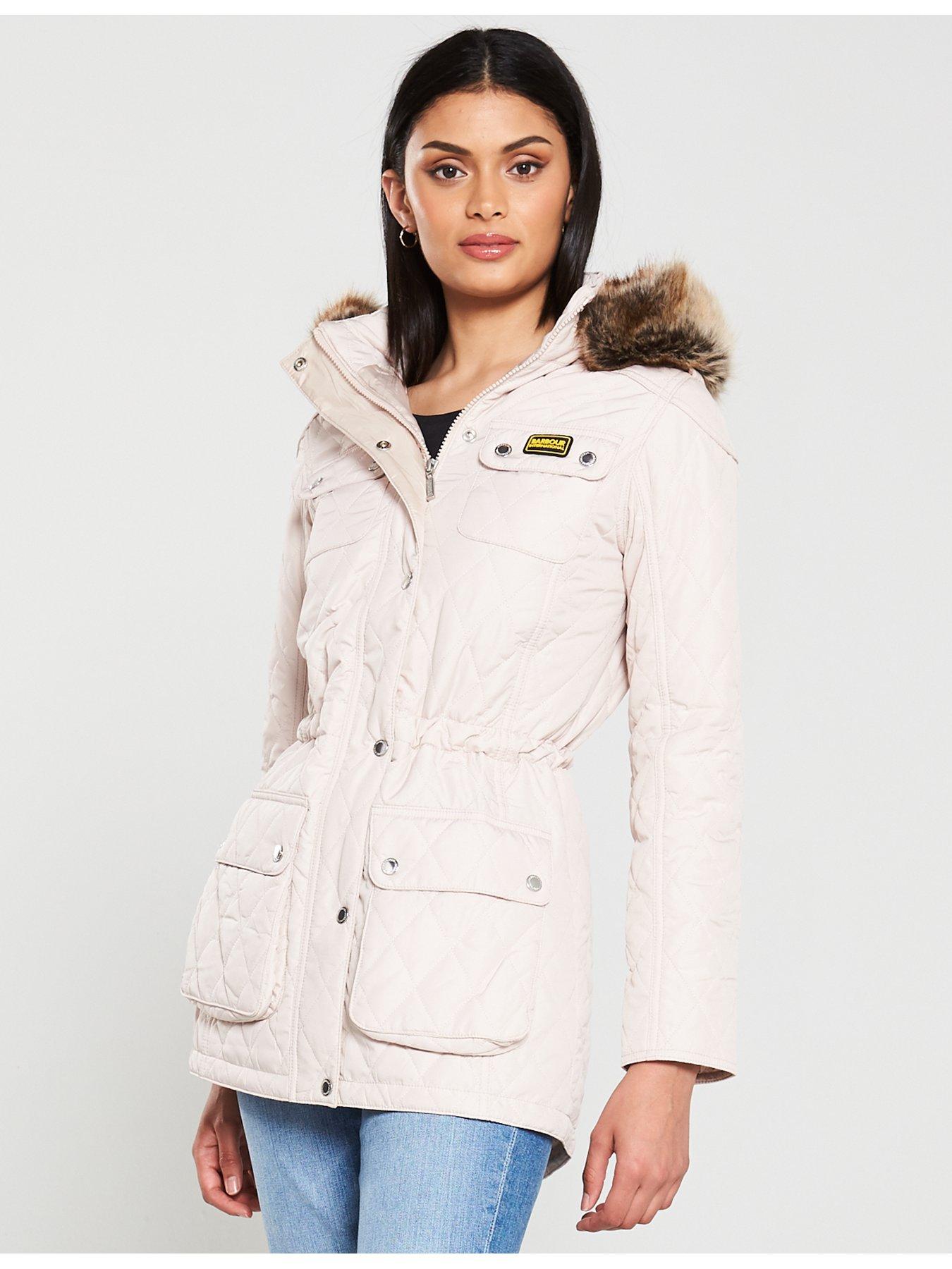 barbour international enduro quilted jacket latte