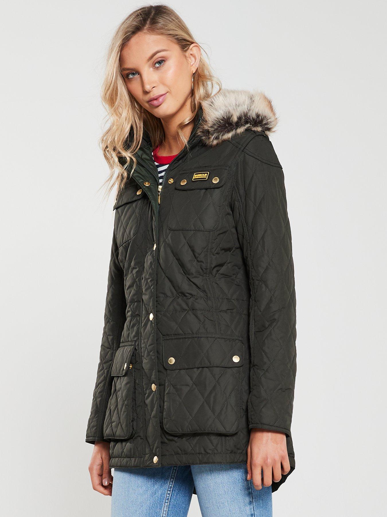 barbour international enduro quilted hooded jacket