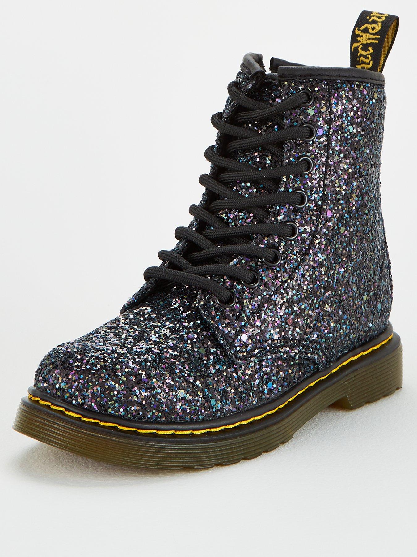 black glitter boots uk