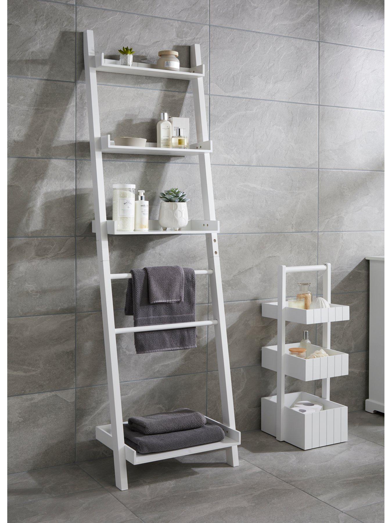 leaning shelf for bathroom