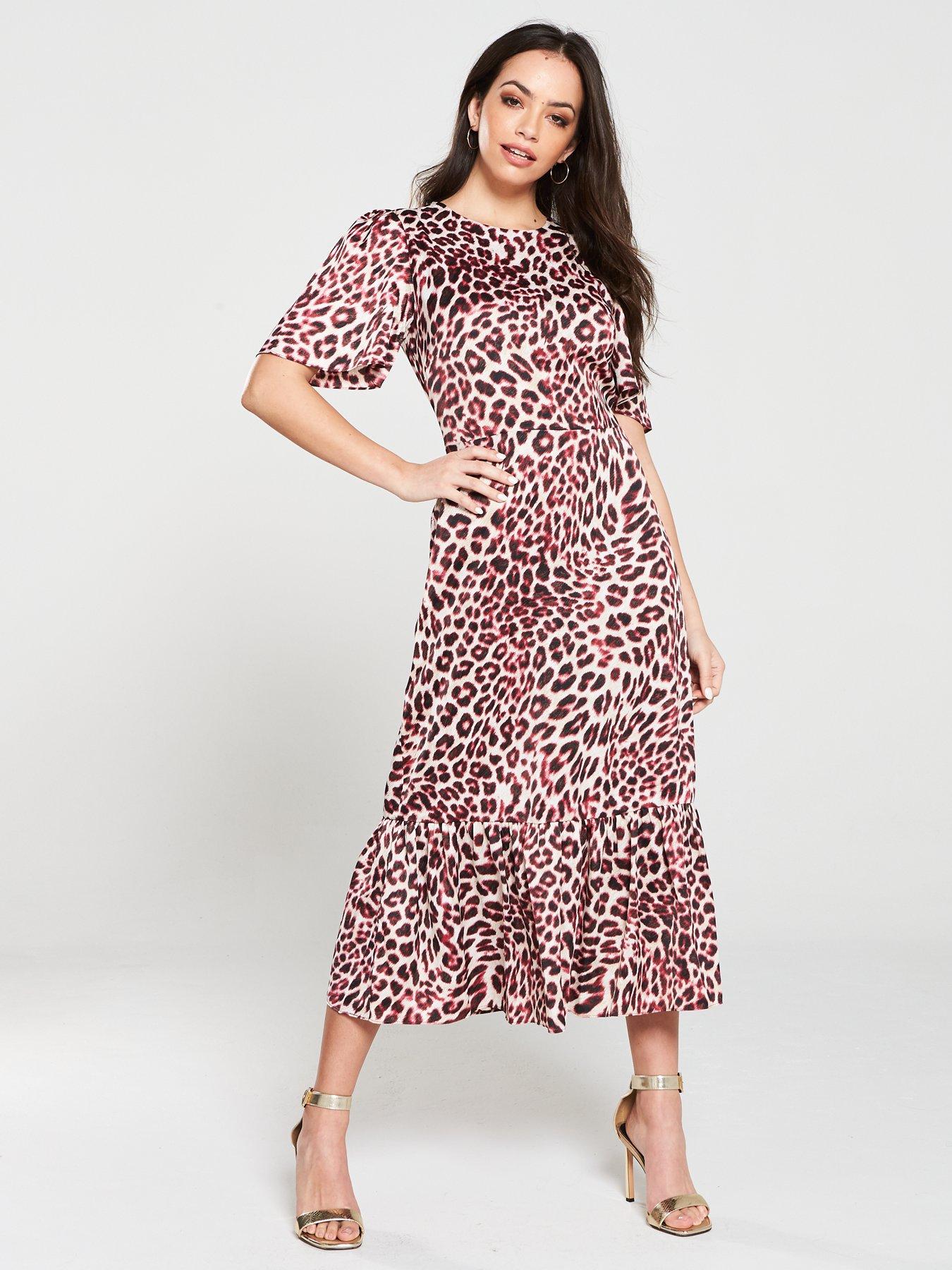 warehouse fluro leopard print dress