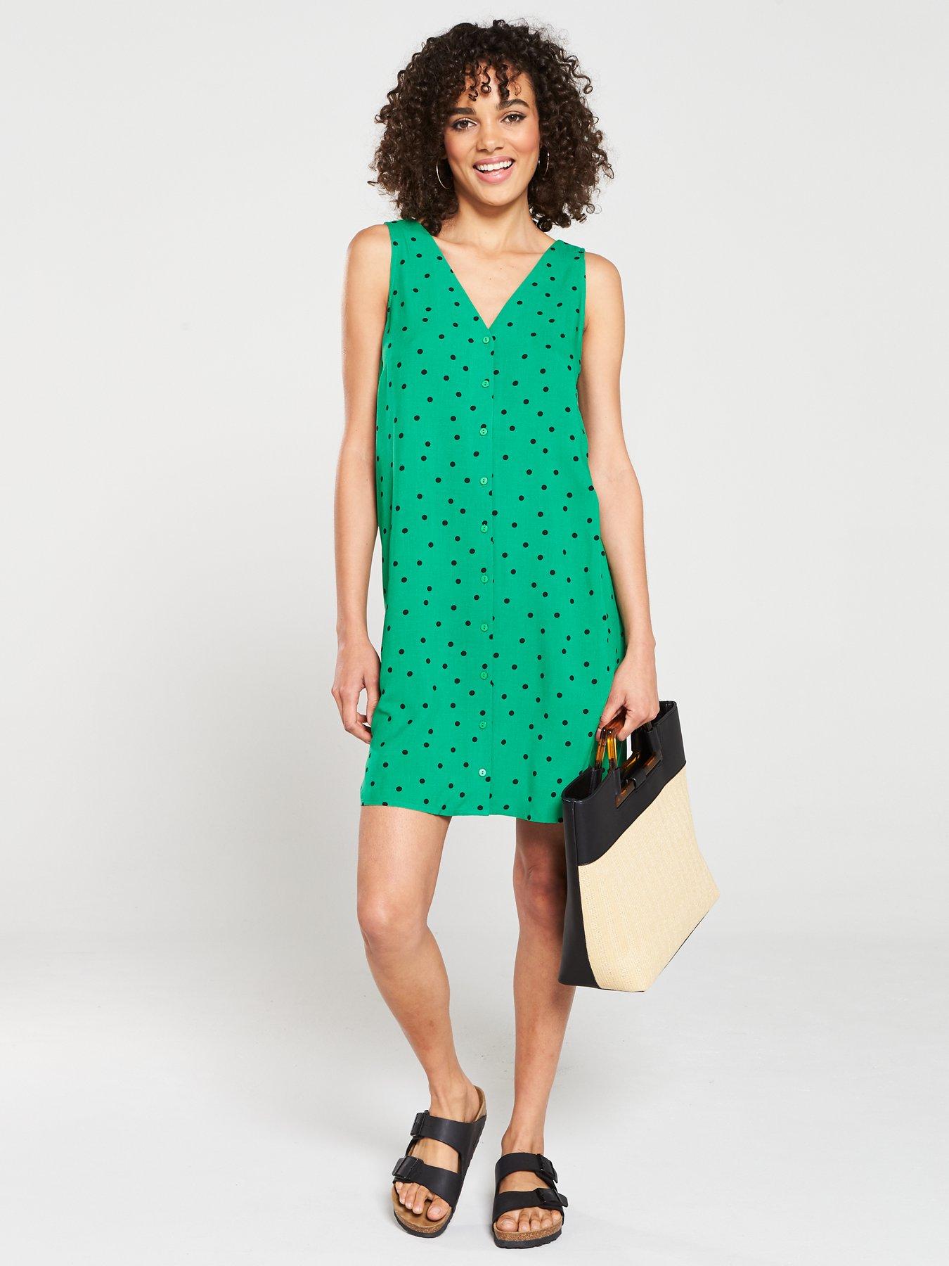 warehouse green spot dress