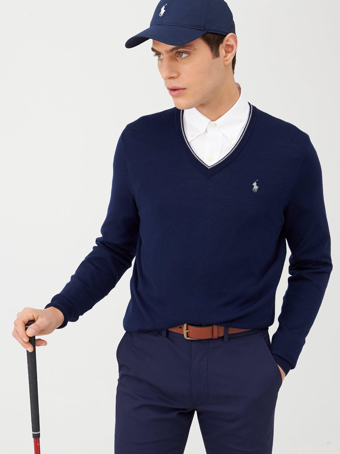 ralph lauren black v neck jumper