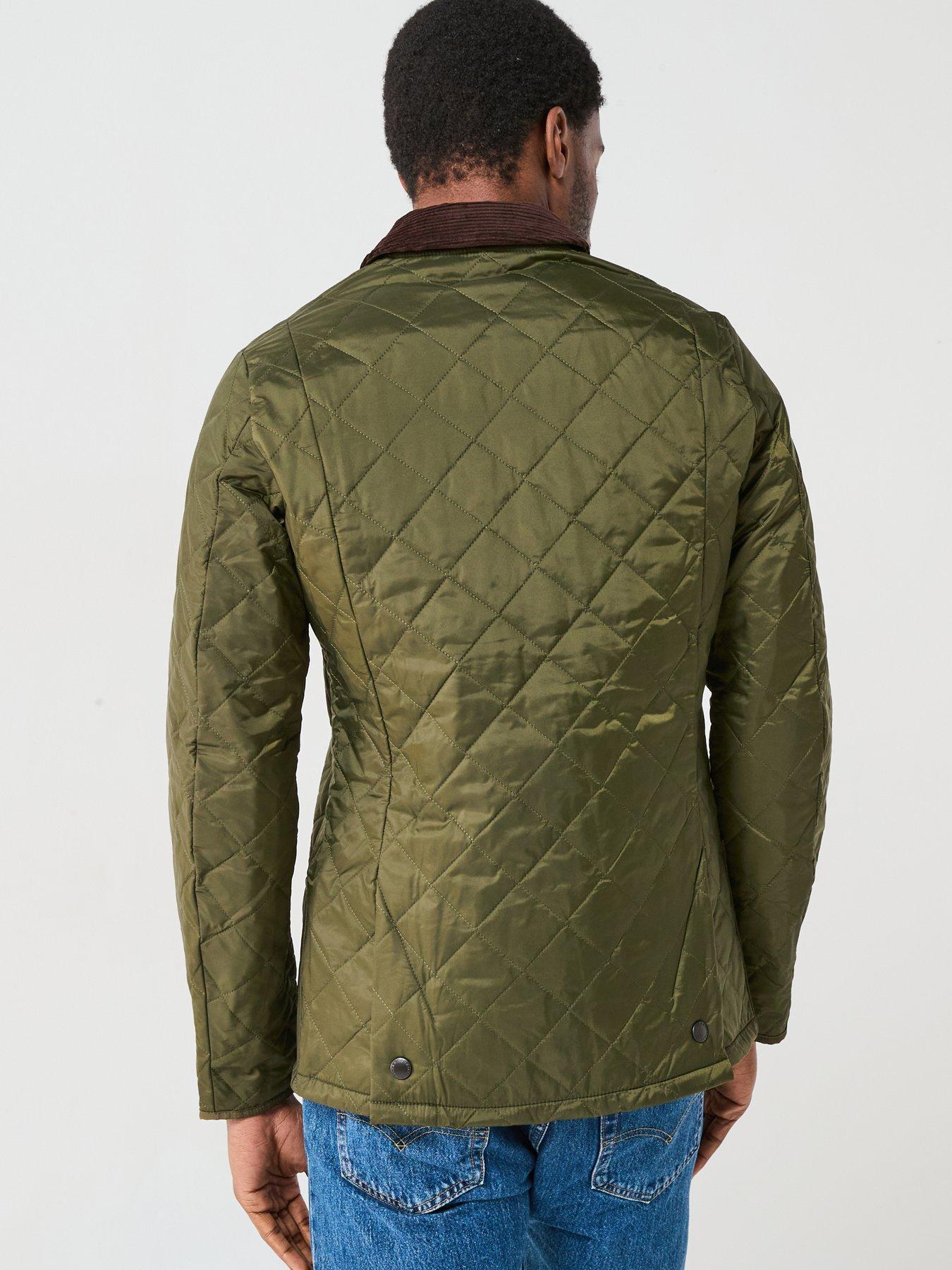 Barbour Men's XXL factory Green Quilted Liddesdale Jacket Corduroy Collar Snap Button