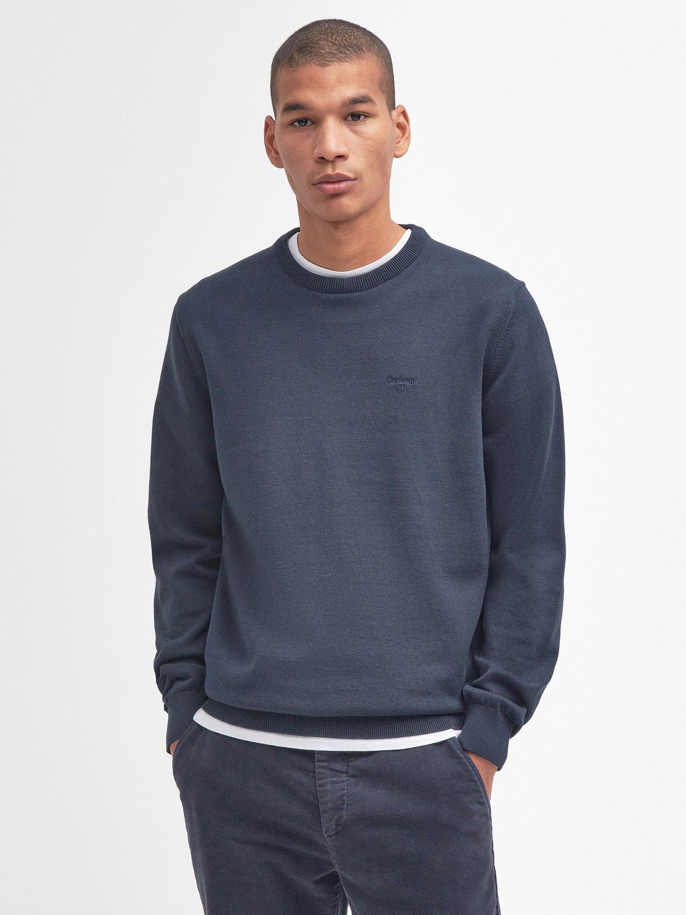 undefined Pima Cotton Crew Neck Knitted Jumper - Navy
