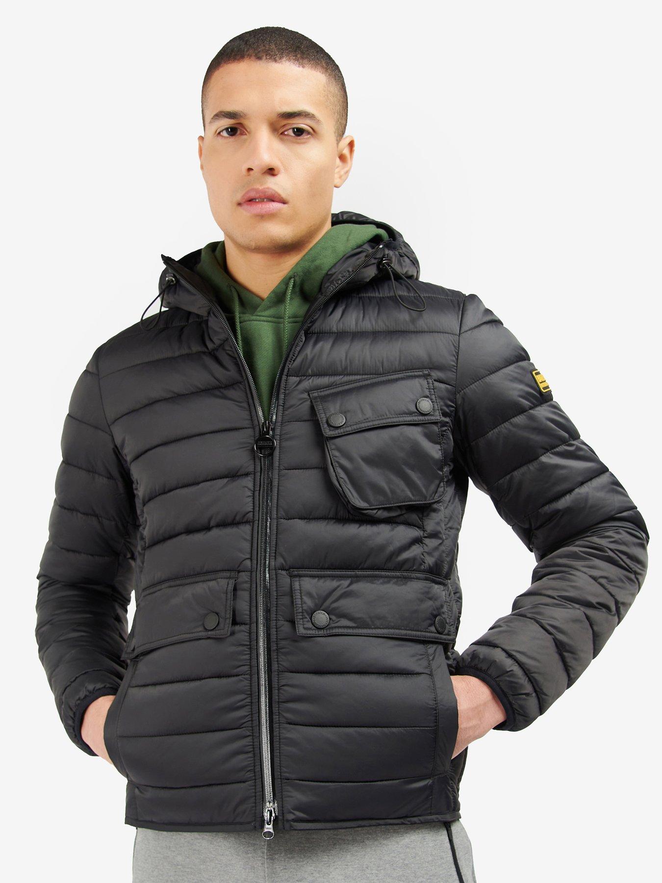 barbour international black ouston hooded jacket