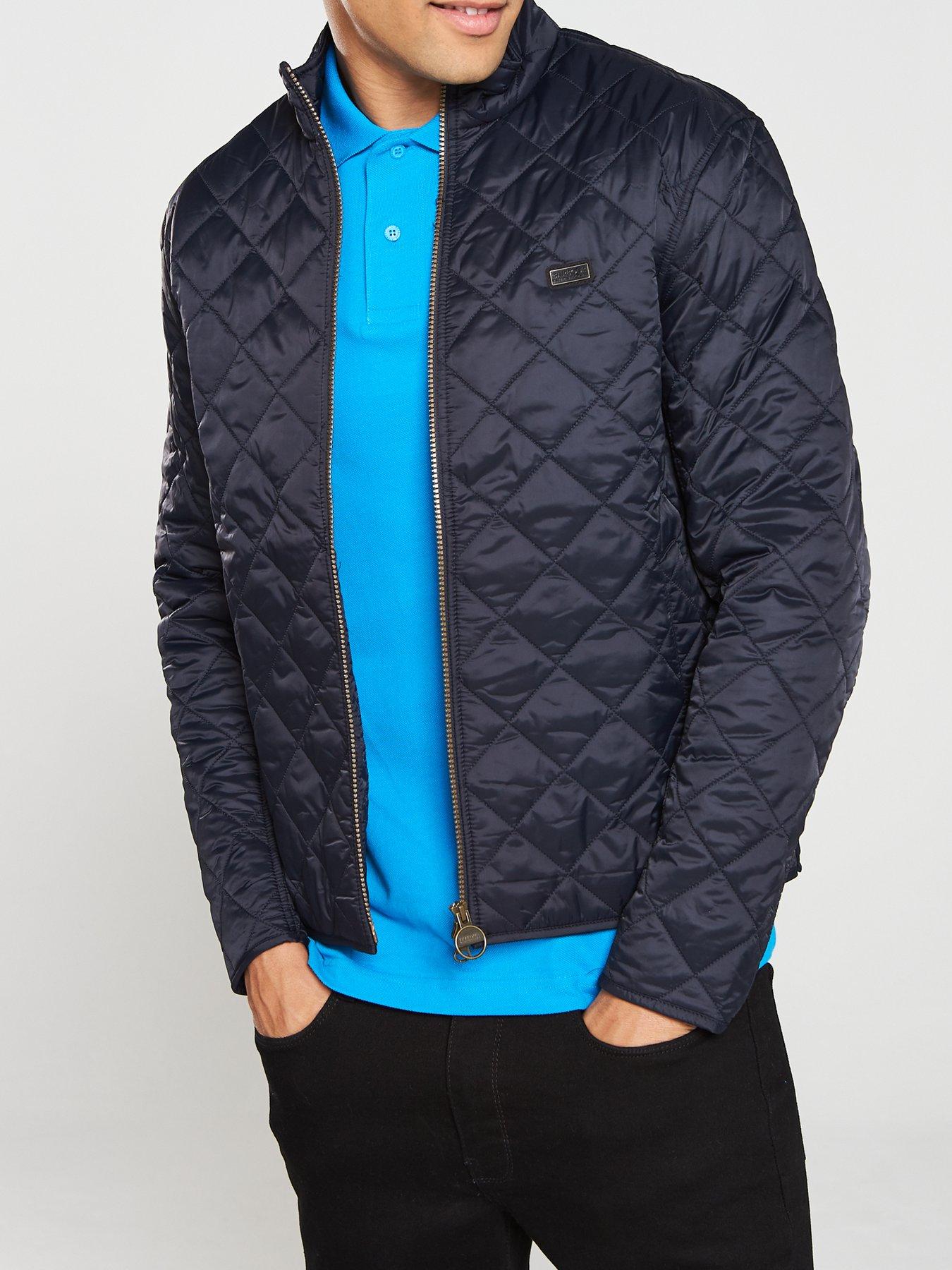 barbour international gear quilted jacket in navy