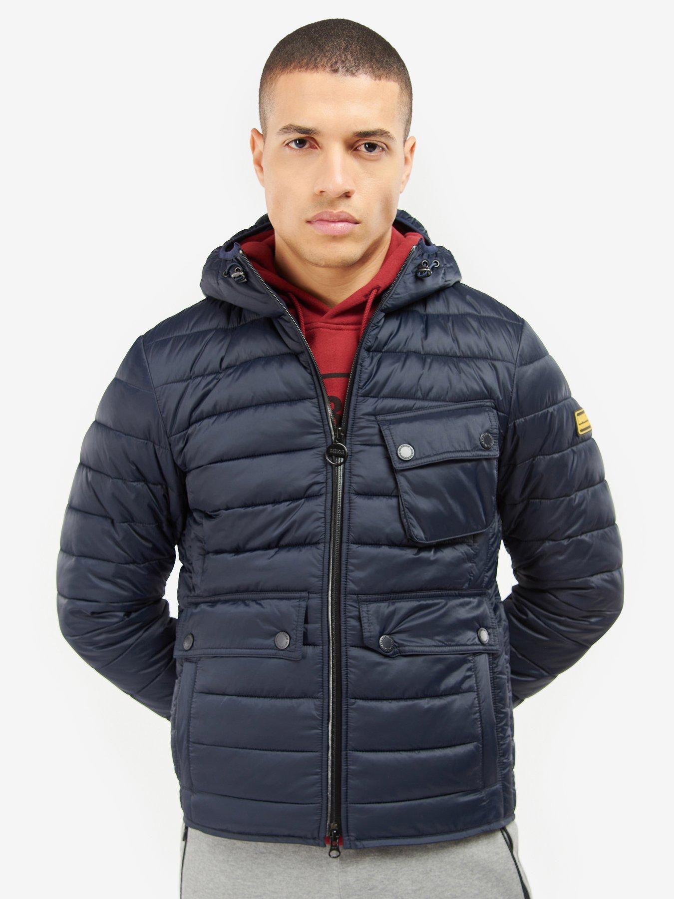 Barbour International Ouston Hooded Quilted Coat - Navy | very.co.uk