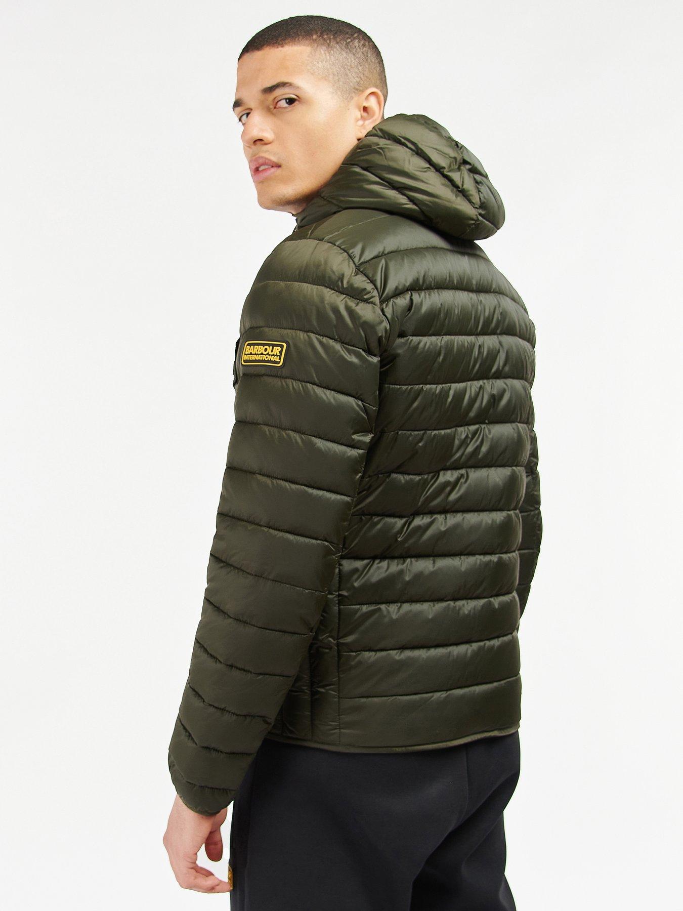 Barbour International Ouston Hooded Quilted Coat - Khaki | very.co.uk