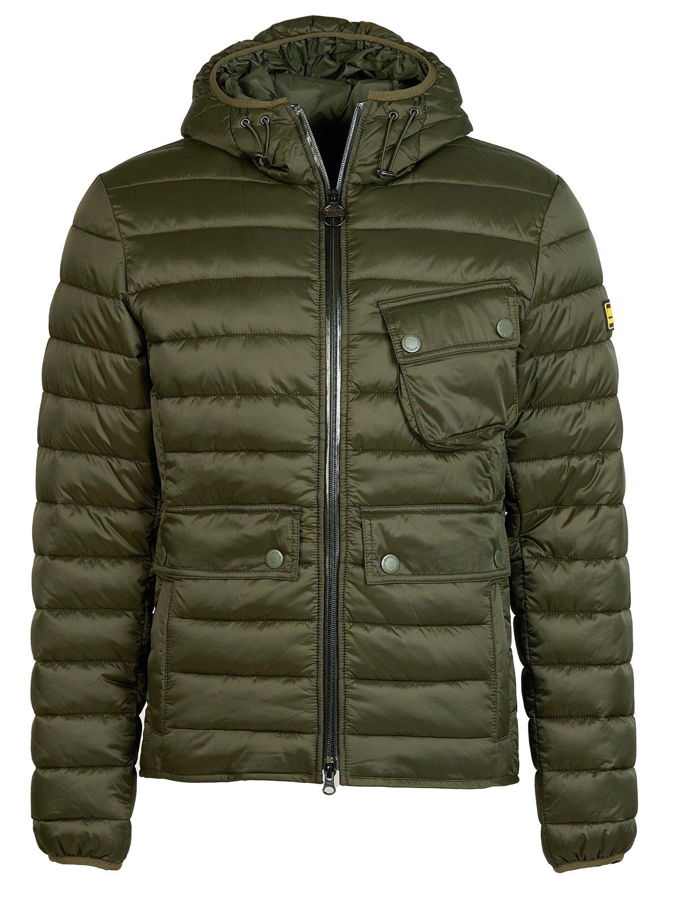 Barbour International Ouston Hooded Quilted Coat - Khaki | Very.co.uk