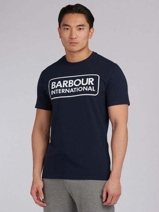 front image of barbour-international-essential-large-logo-t-shirt-navy