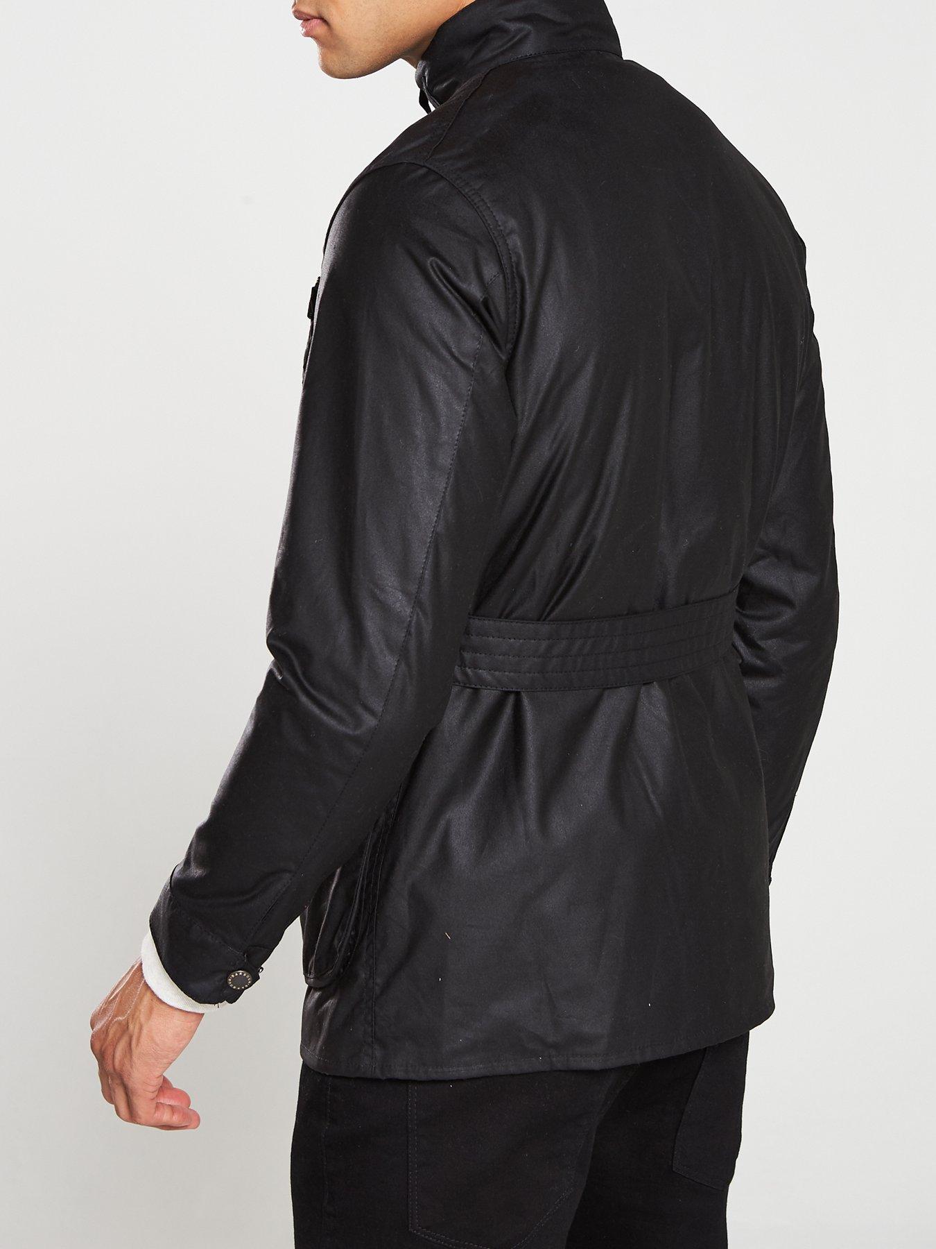 Barbour international slim wax jacket black best sale