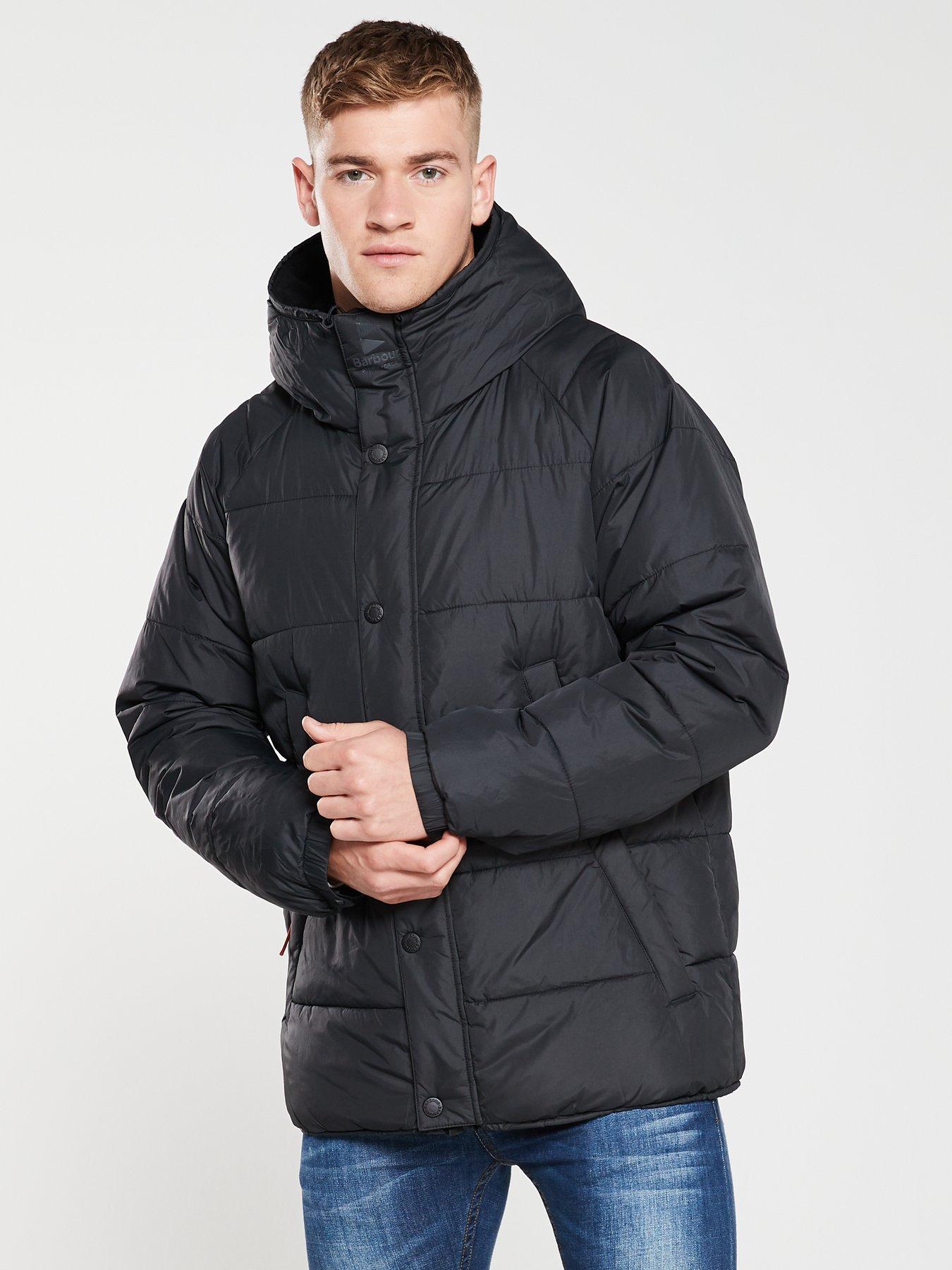 barbour black quilted jacket mens