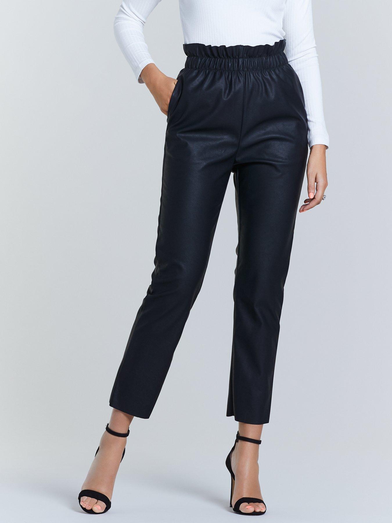 elasticated waist leather trousers