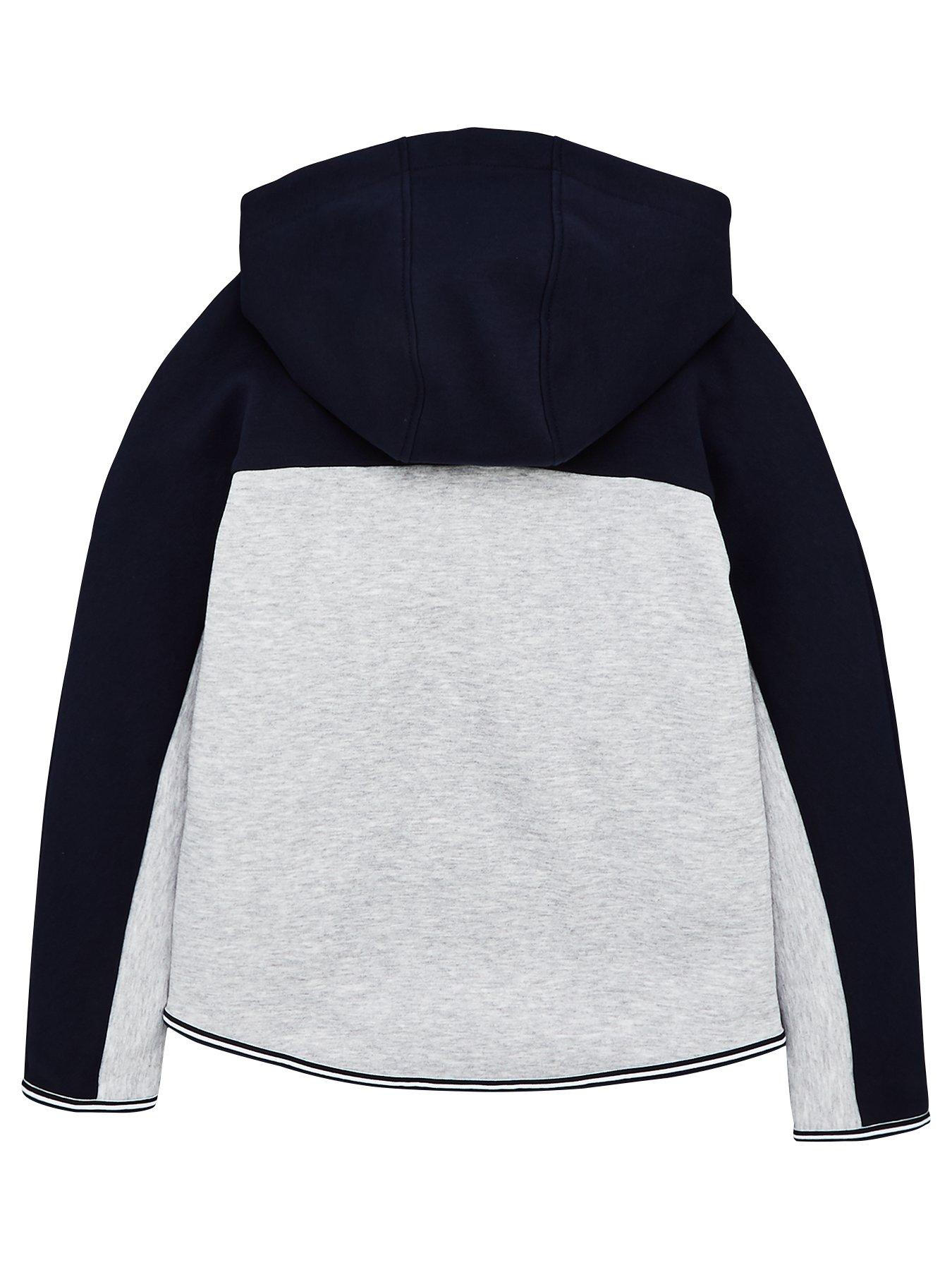 lacoste colour block sleeve zip through hoodie