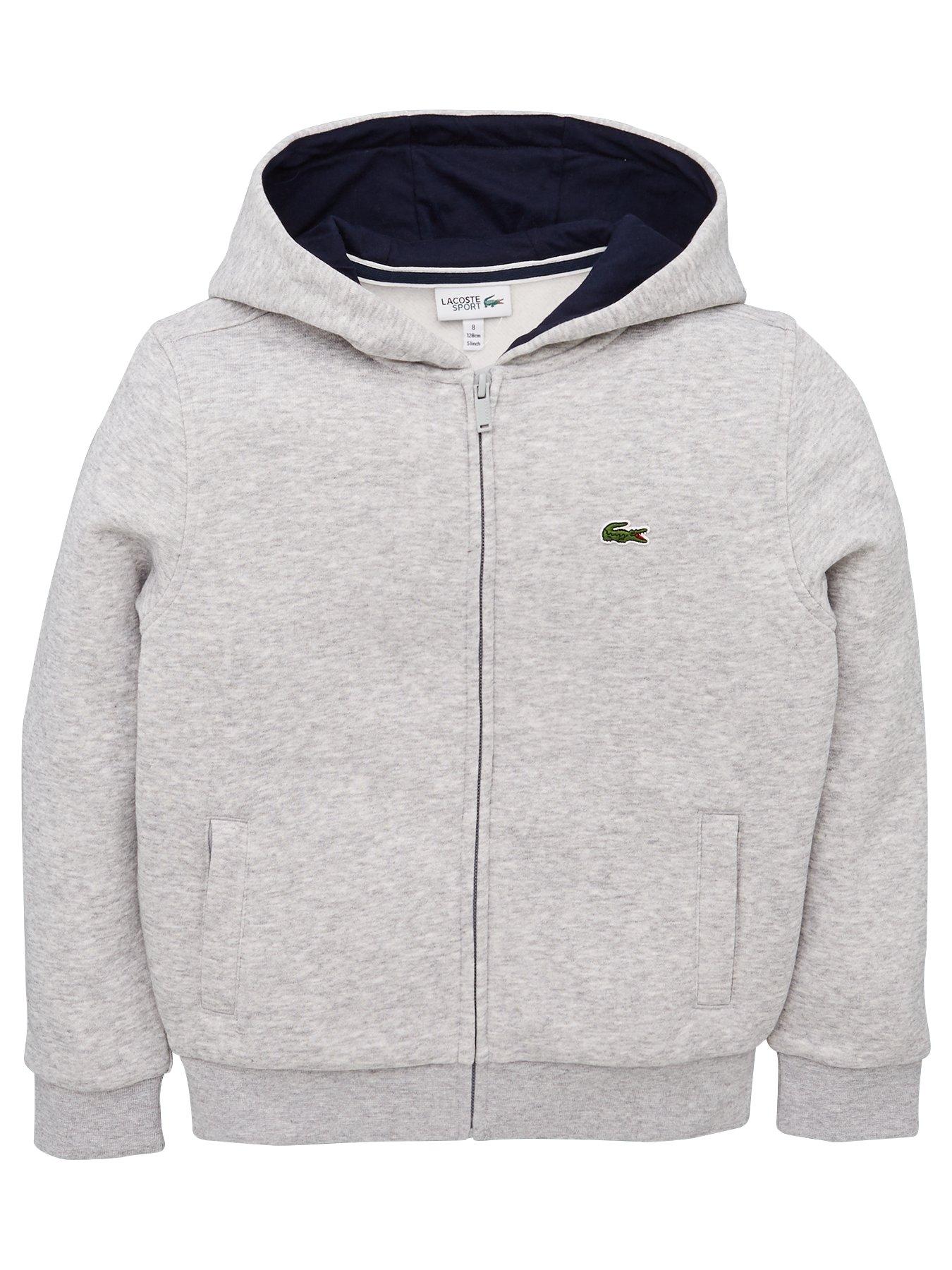 lacoste grey zip up hoodie