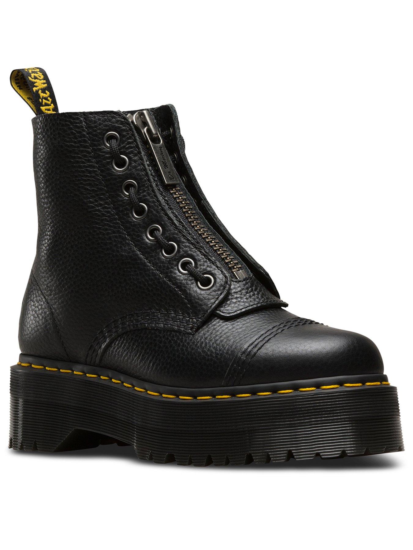 Dr Martens - Sinclair - Stiefel aus schwarzem Leder mit Reißverschluss und flacher, dicker Plateausohle - Schwarz