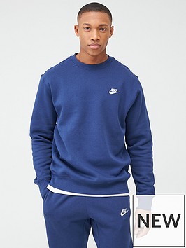 Nike Sportswear Club Fleece Crew Neck Sweat - Navy | very.co.uk