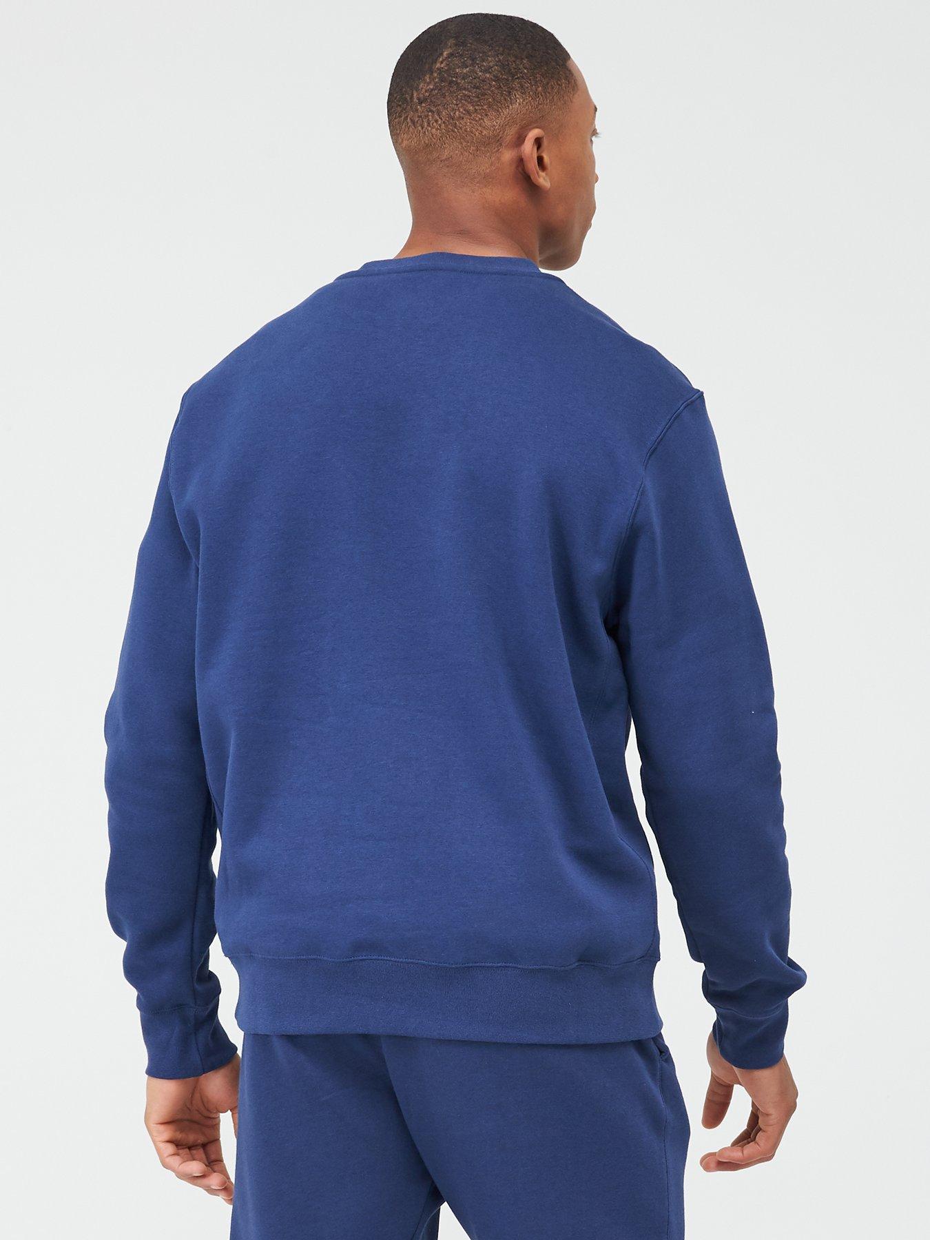 Nike club swoosh outlet crew sweatshirt in navy