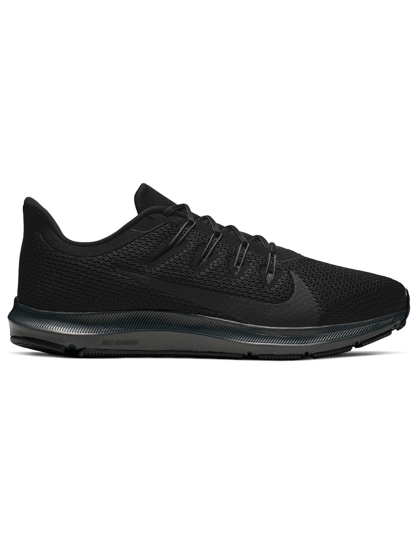 nike running quest trainers in triple black