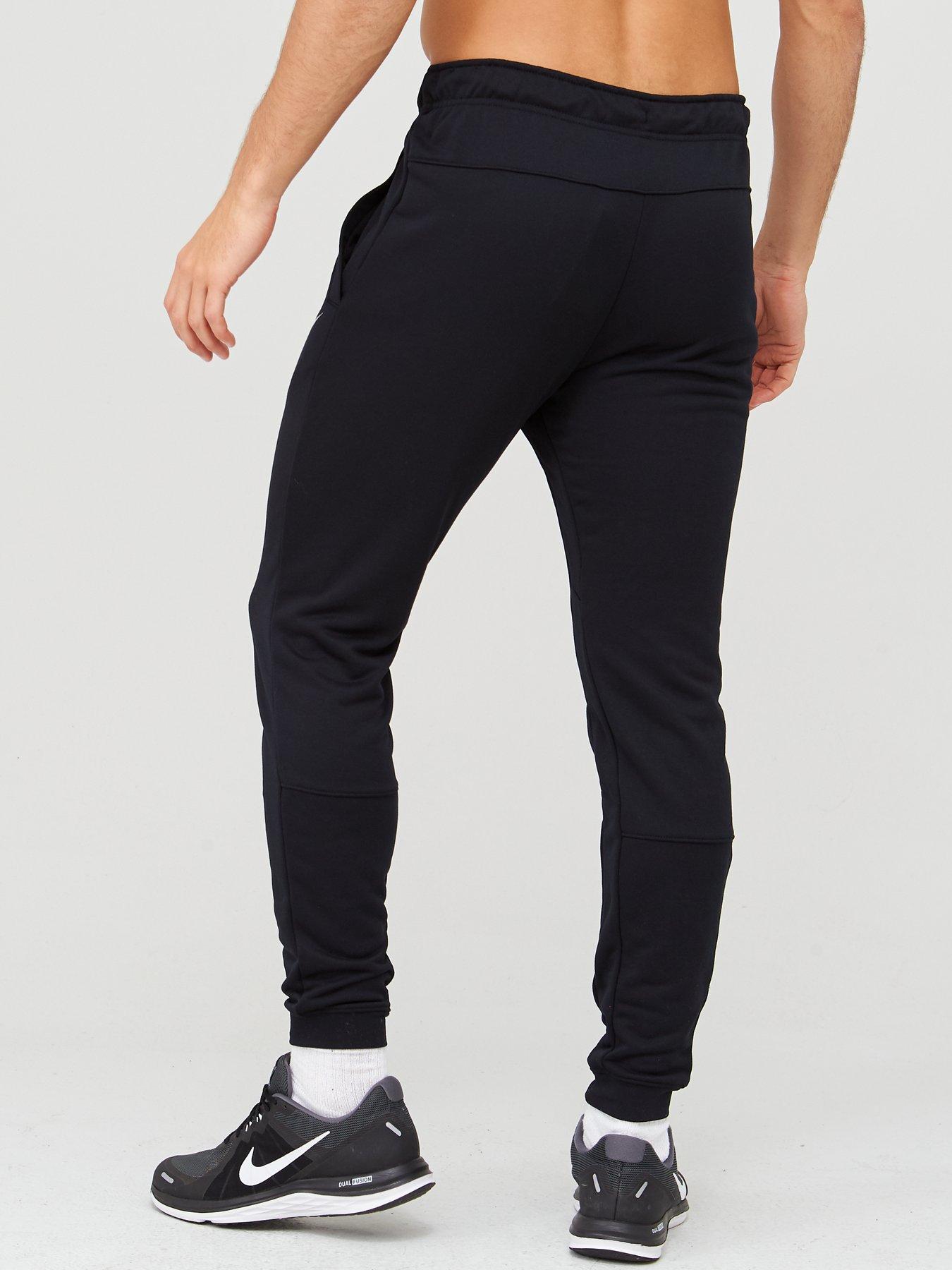 nike training fleece tapered joggers in dark grey