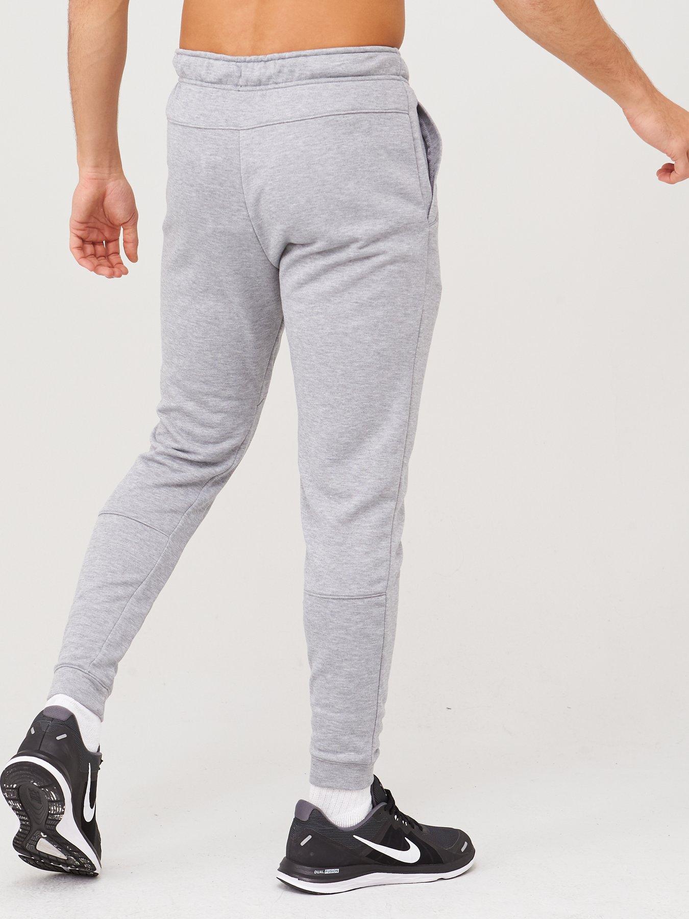 nike training fleece tapered joggers in dark grey