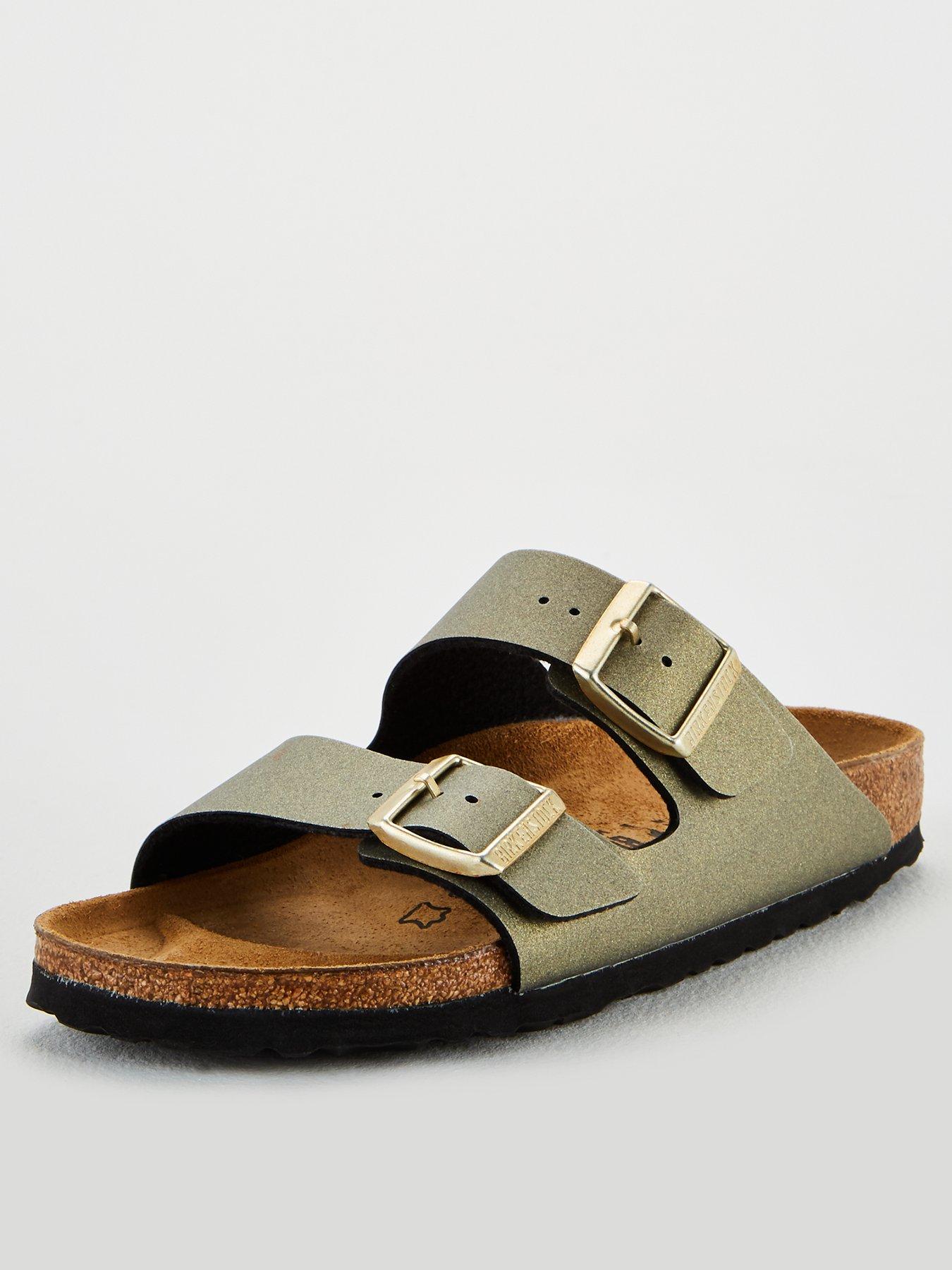 birkenstock arizona washed metallic stone gold