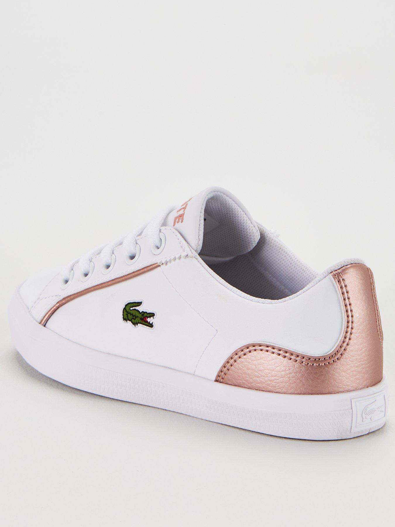 lacoste white and rose gold trainers