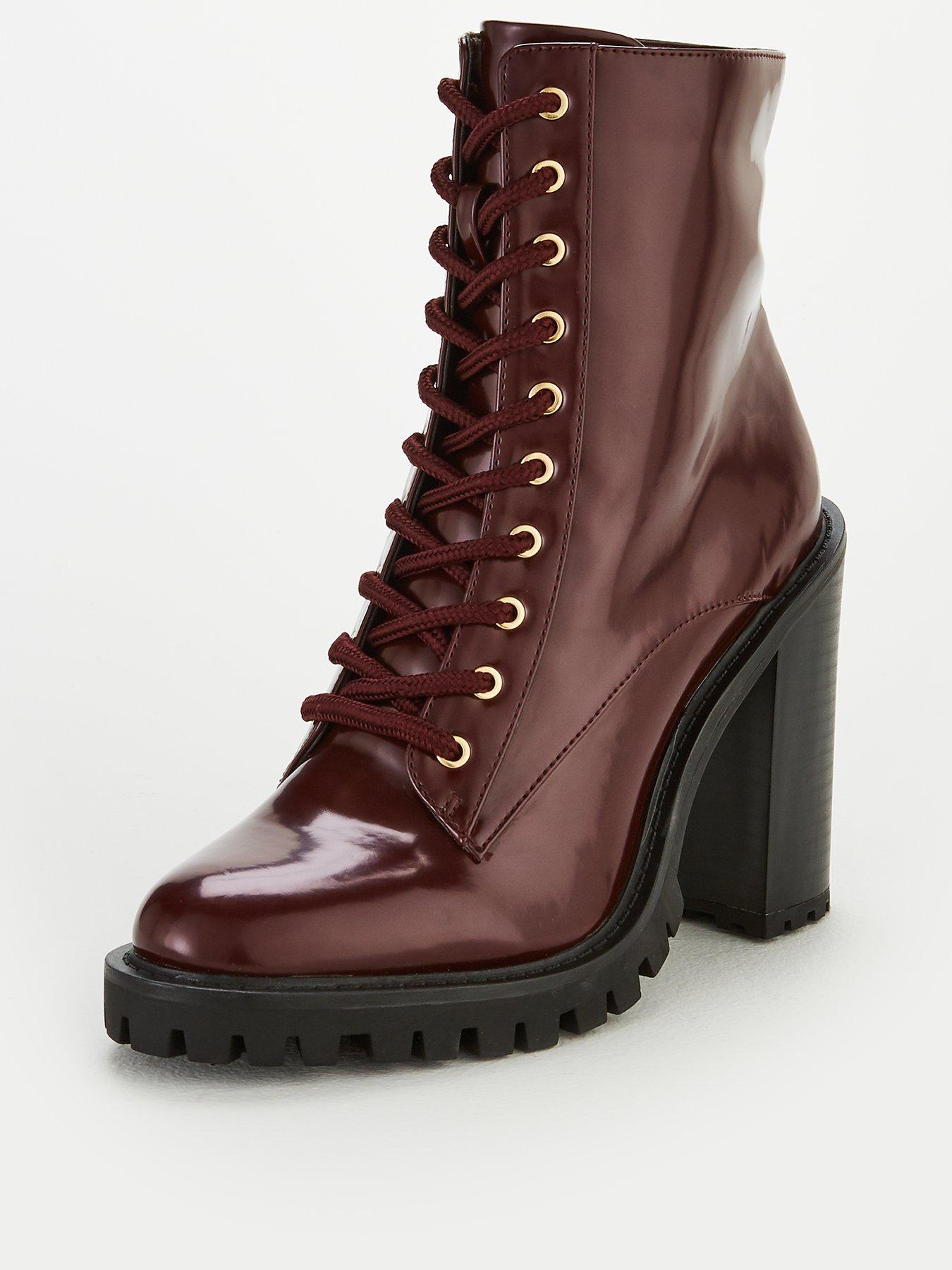 V by Very Natalie Heeled Hiker Boots Natalie Heeled Hiker Boots Burgundy