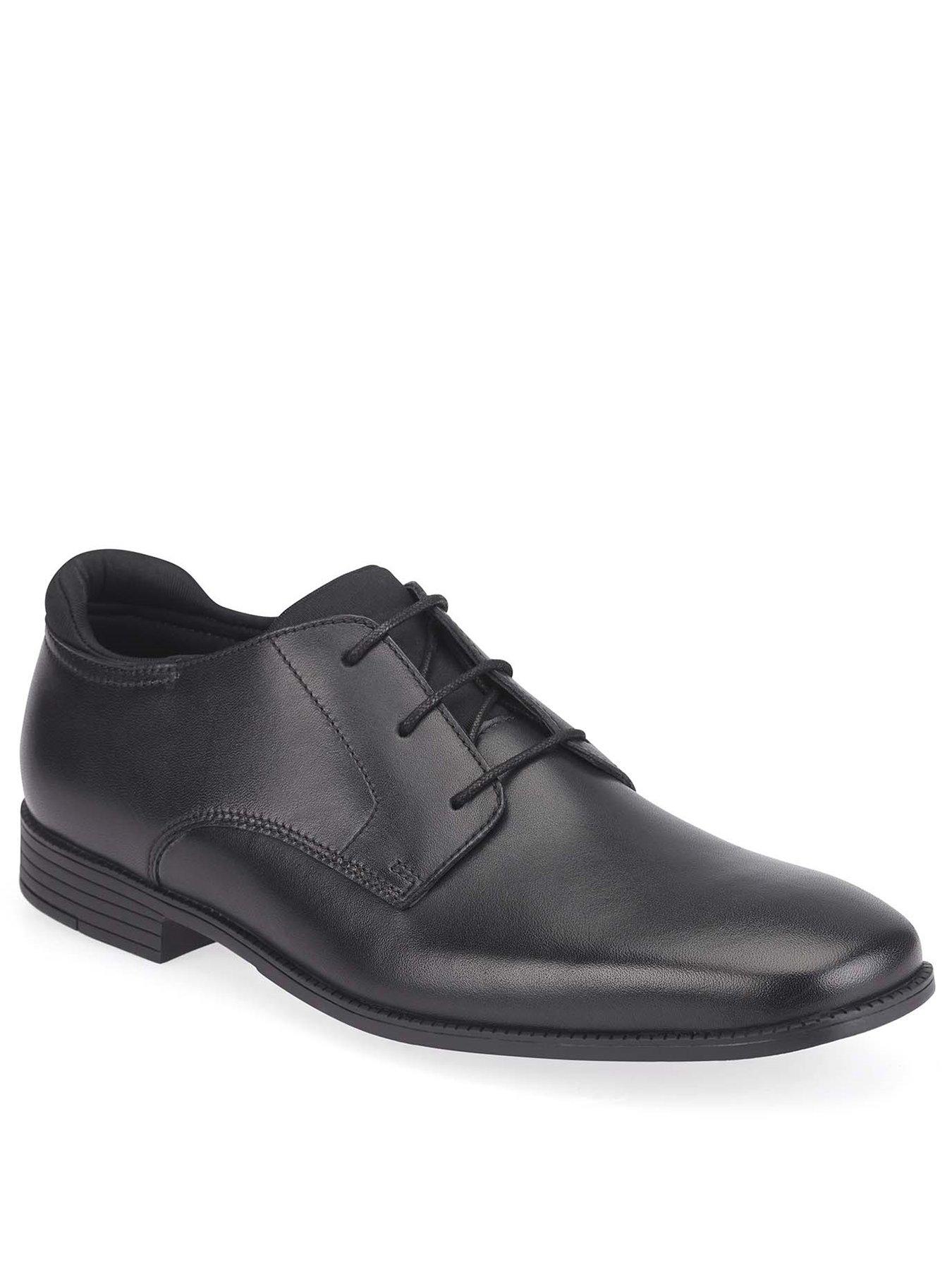 boys black leather school shoes