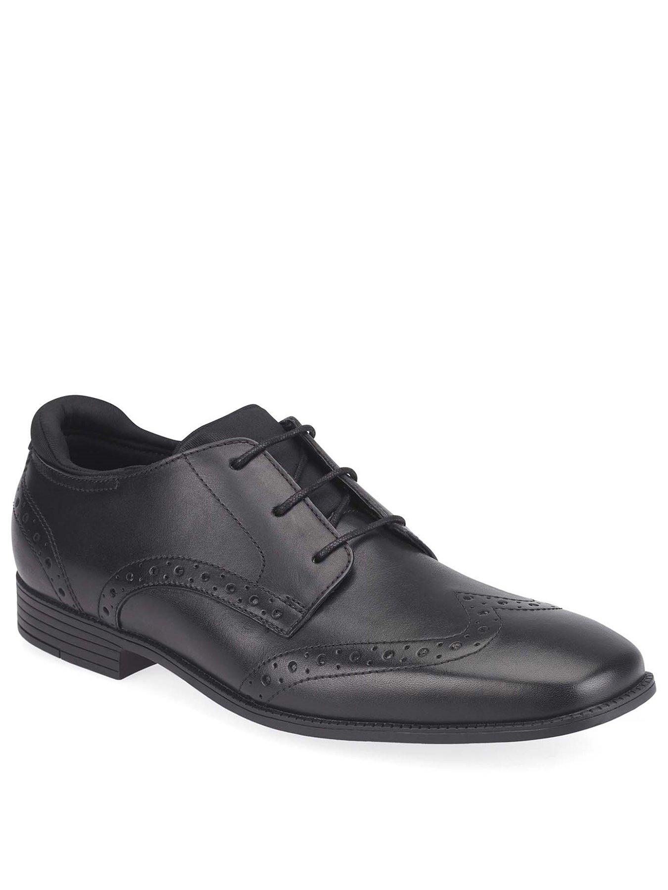  Boys Tailor Lace Up School Shoes - Black Leather