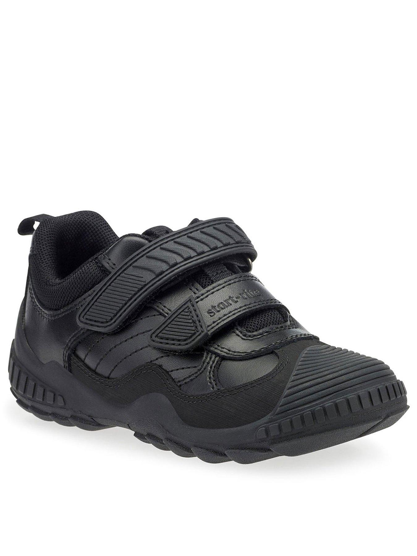 undefined Extreme Double Riptape Durable Black Leather Boys School Shoes