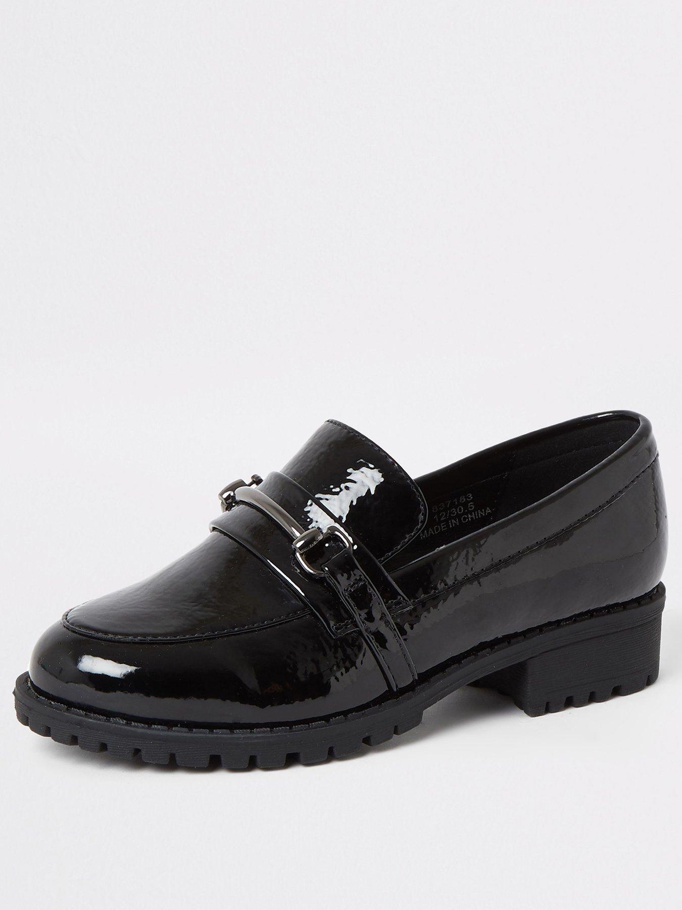ladies black patent loafers uk