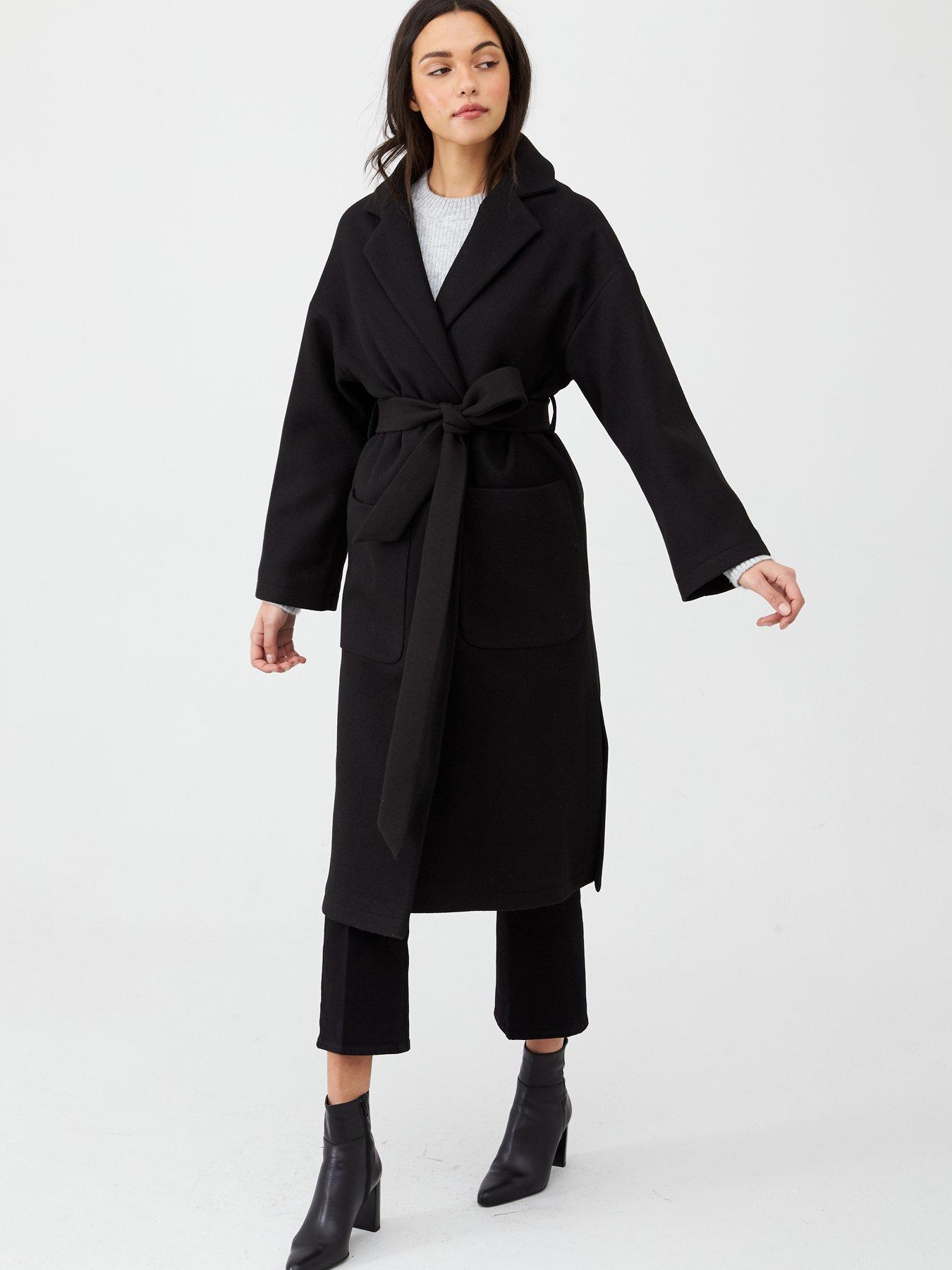 black wrap around coat