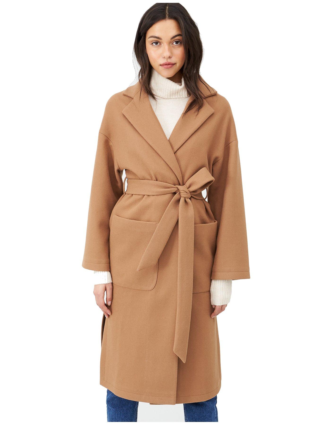 long belted wrap coat