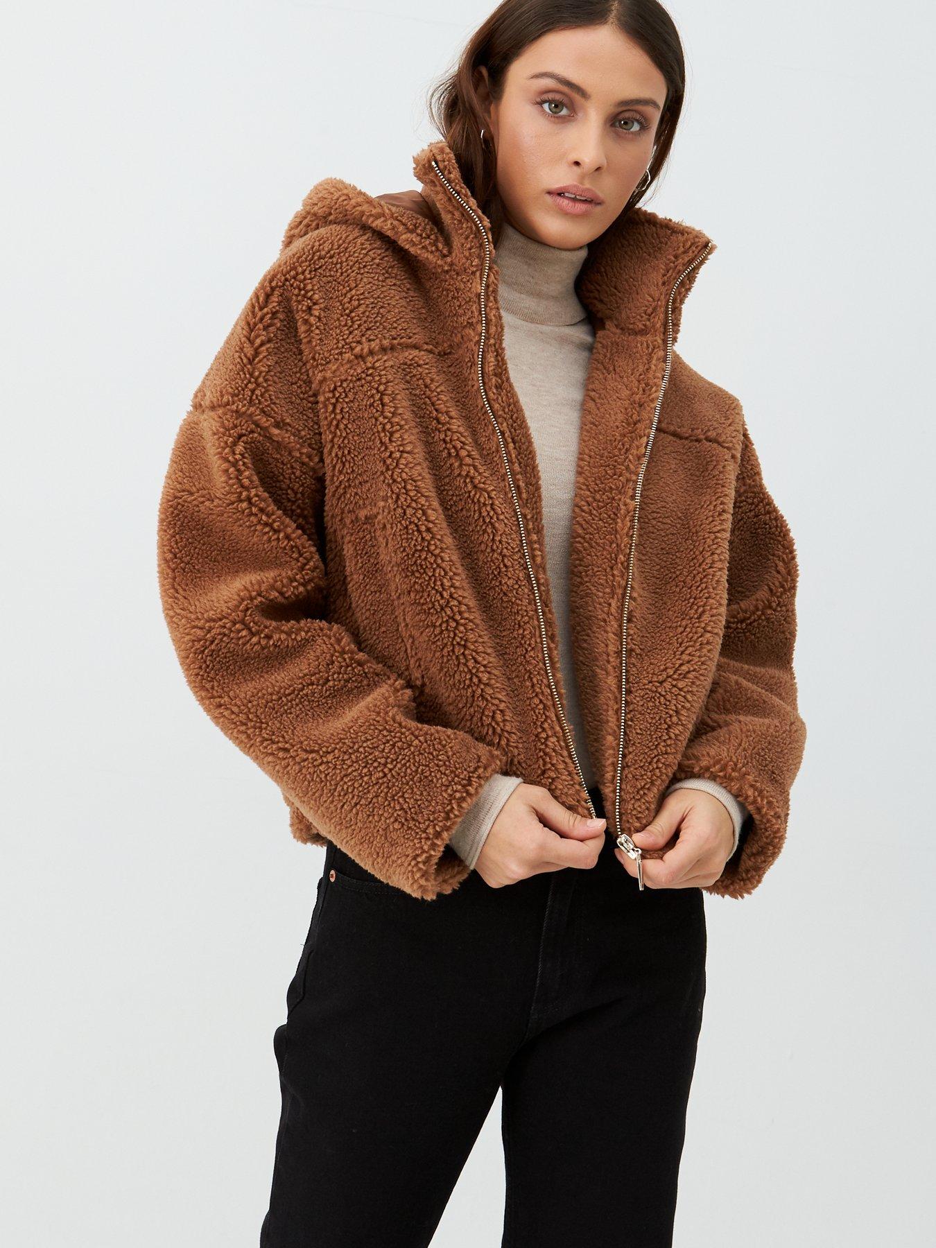long hooded teddy coat