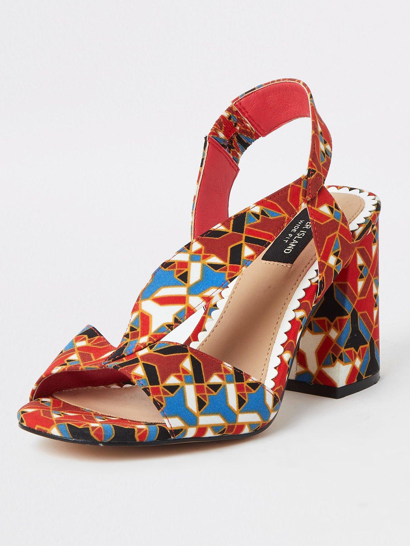 red block heel sandals wide fit