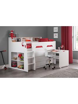 Product photograph of Julian Bowen Noah Midsleeper Bed With Desk Drawers And Shelving from very.co.uk