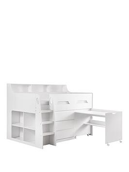 Product photograph of Julian Bowen Noah Midsleeper Bed With Desk Drawers And Shelving from very.co.uk