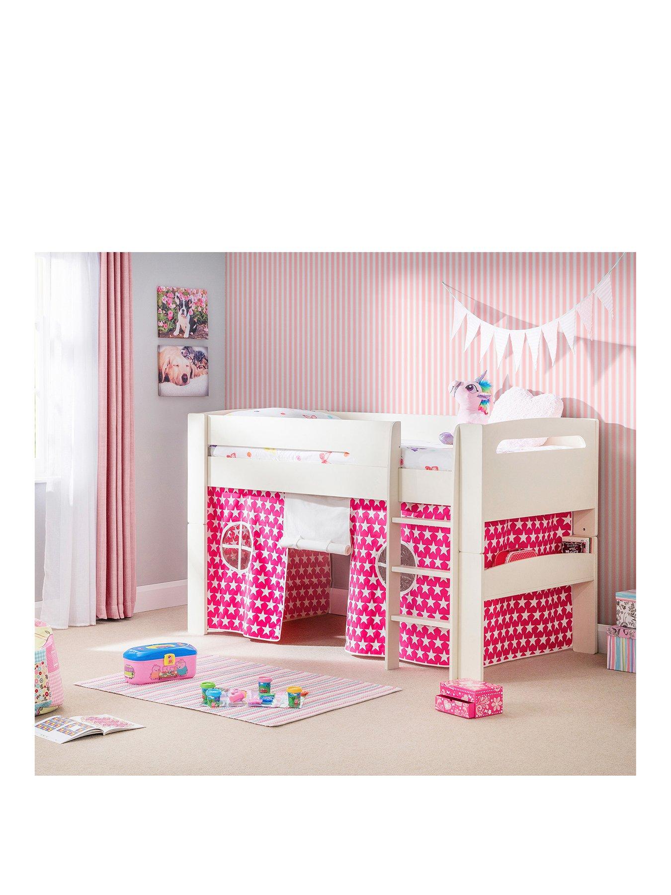 Product photograph of Julian Bowen Nova Mid Sleeper Bed With Pink Star Tent from very.co.uk