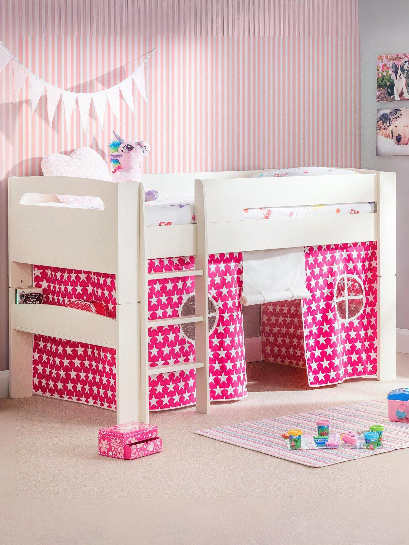 undefined Nova White Midsleeper Bed with Pink Star Tent