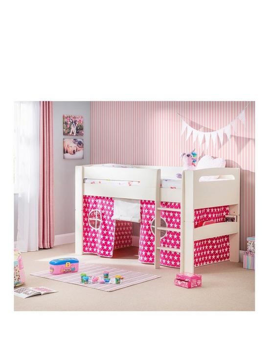 front image of julian-bowen-nova-mid-sleeper-bed-with-pink-star-tent