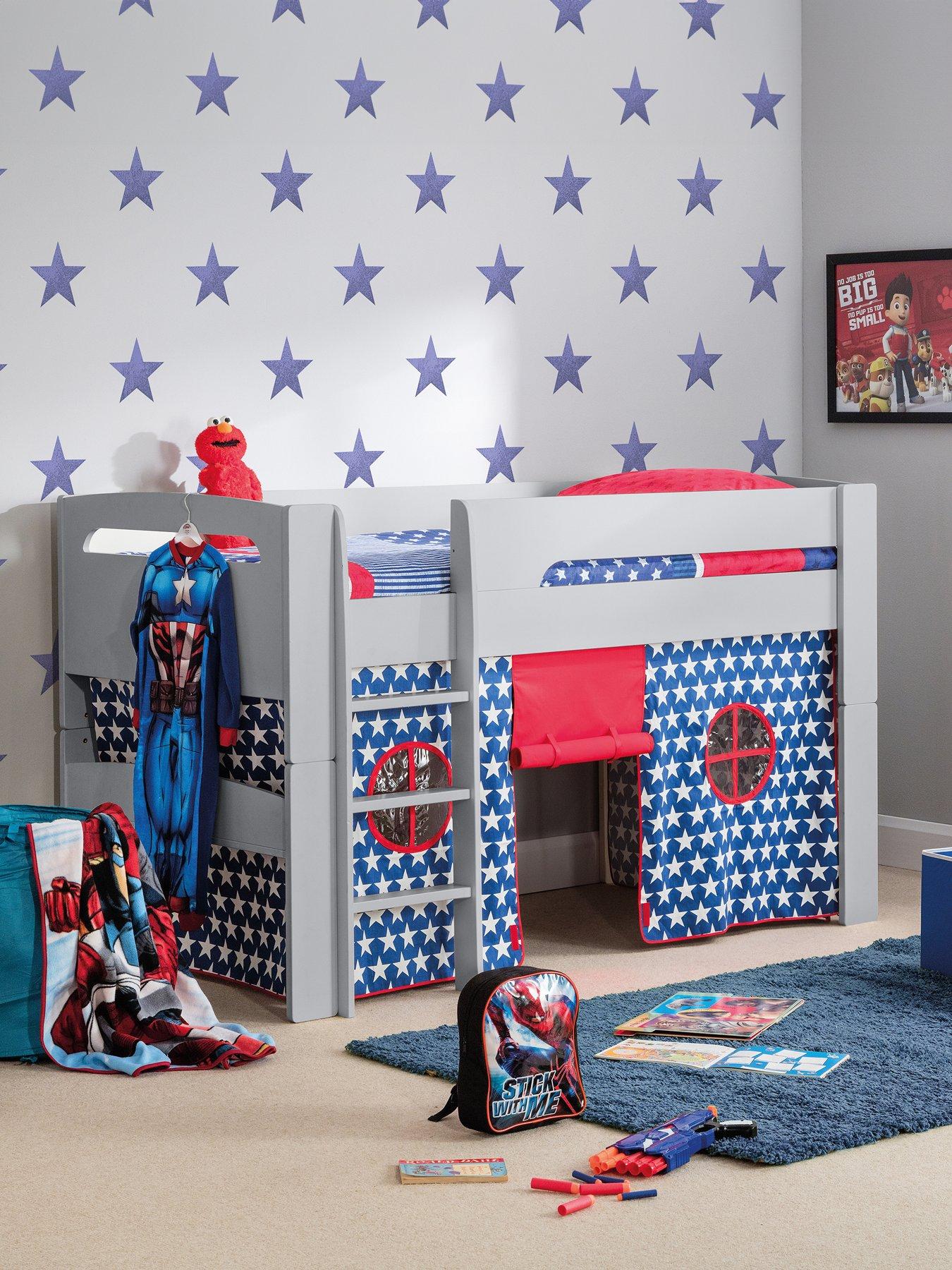 Product photograph of Julian Bowen Nova Midsleeper Bed With Blue Star Tent from very.co.uk