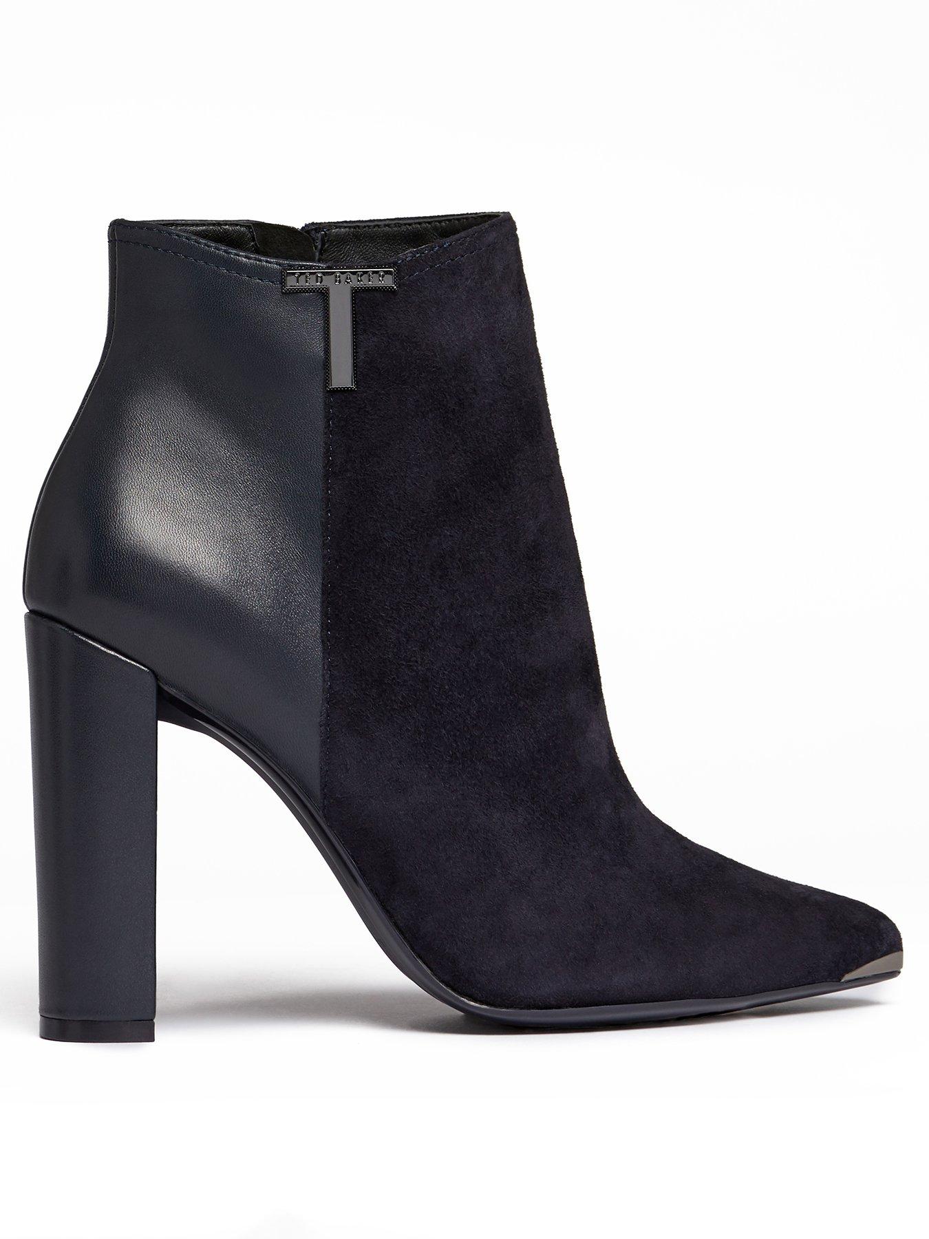 navy block heel boots