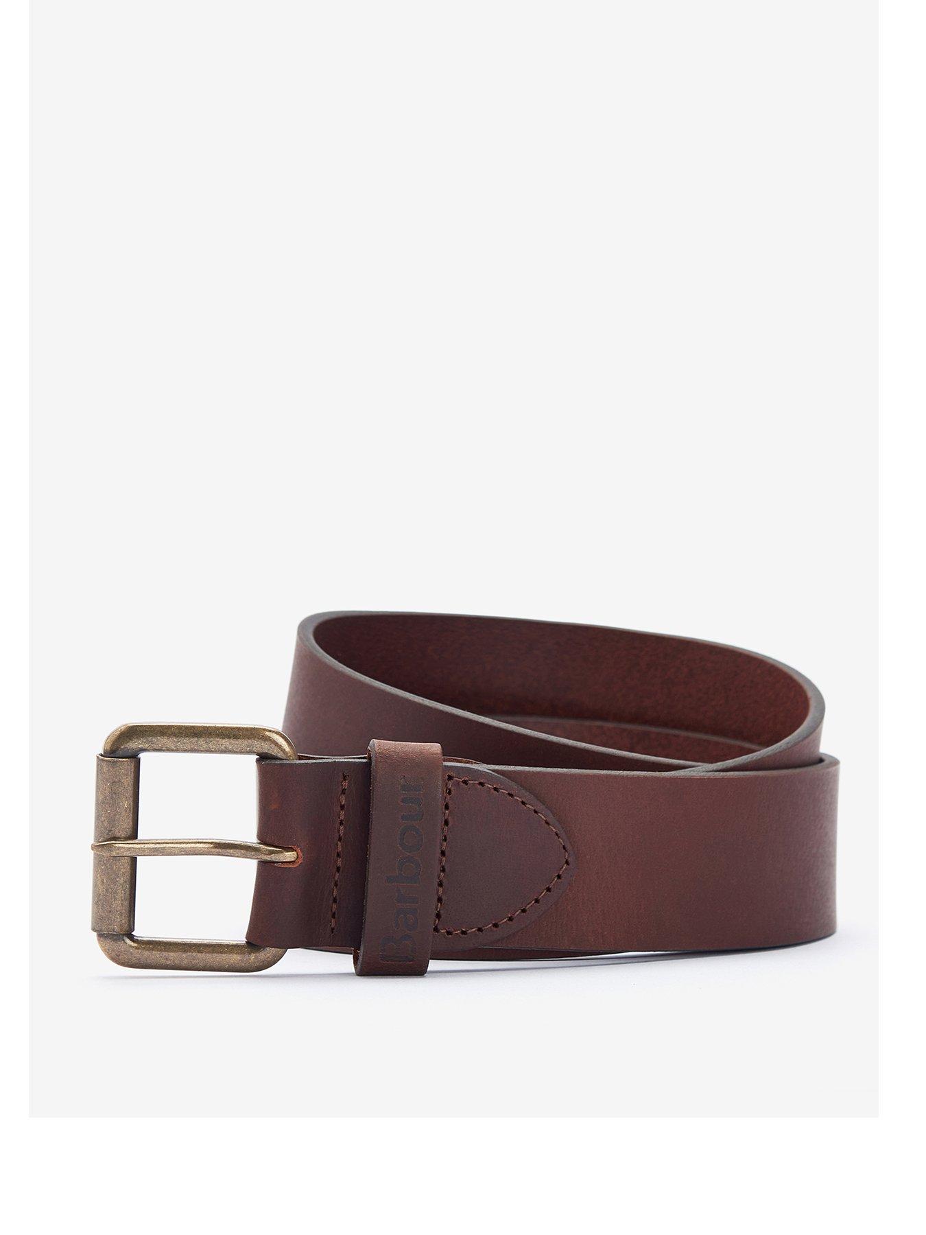 Image 1 of 2 of Barbour Allanton Embossed Logo Leather Belt - Brown