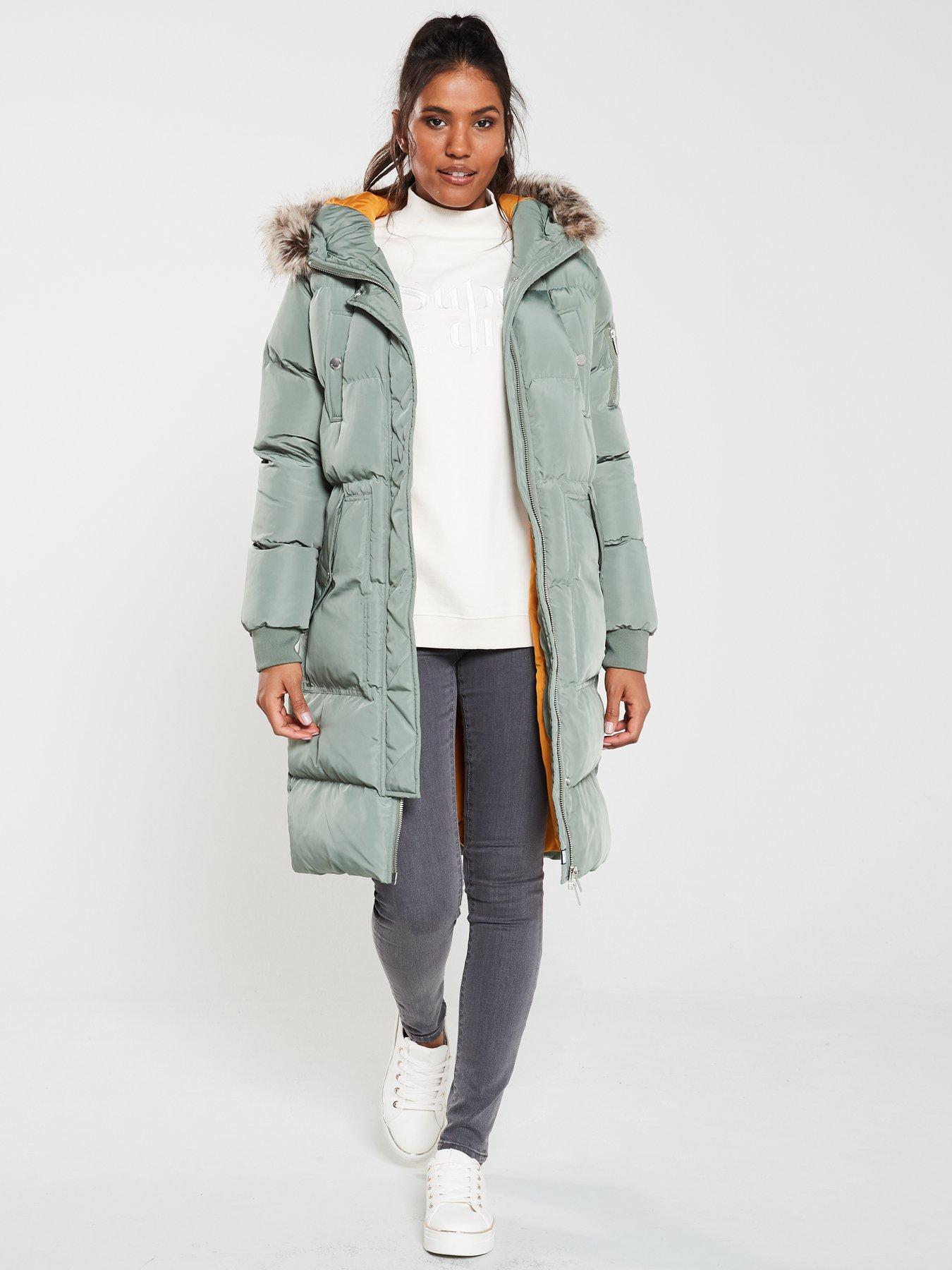 nike black small logo longline padded jacket
