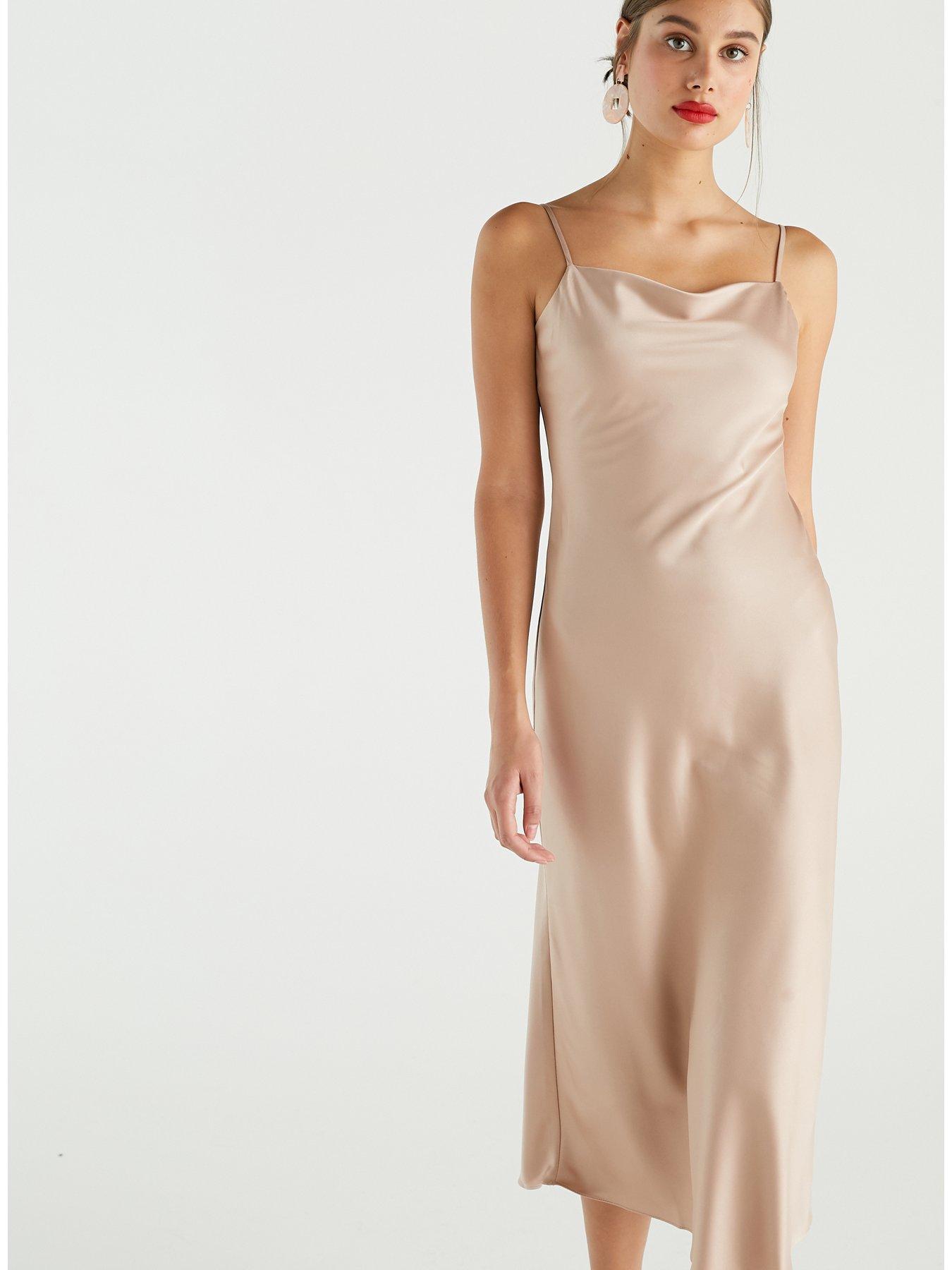 warehouse satin twist knot midi dress